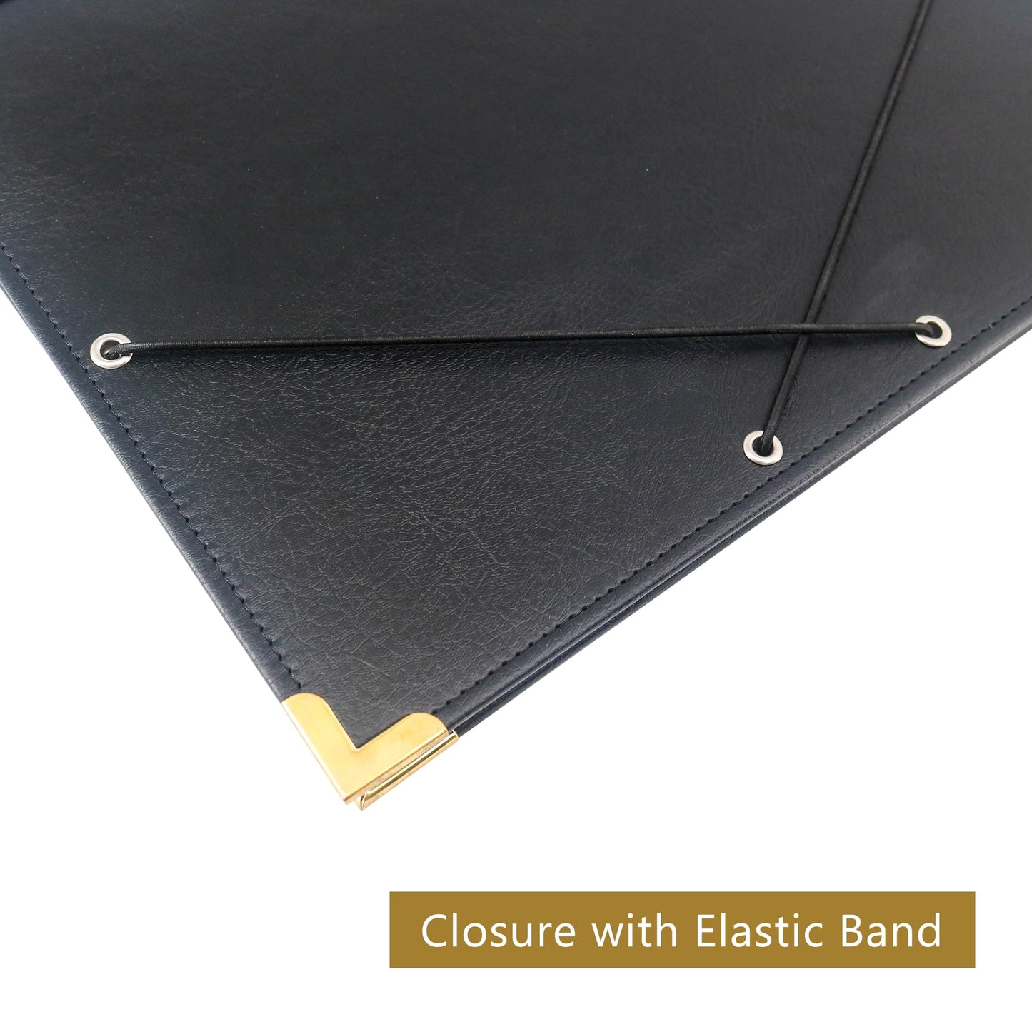 GraduatePro PU Leather Sheet Music Choir Folder Black, 3 Rings Binder 12.5" x 10" Piano Music Binder with Elastic Band,10 Pockets for Sheets 8.5 * 11/A4