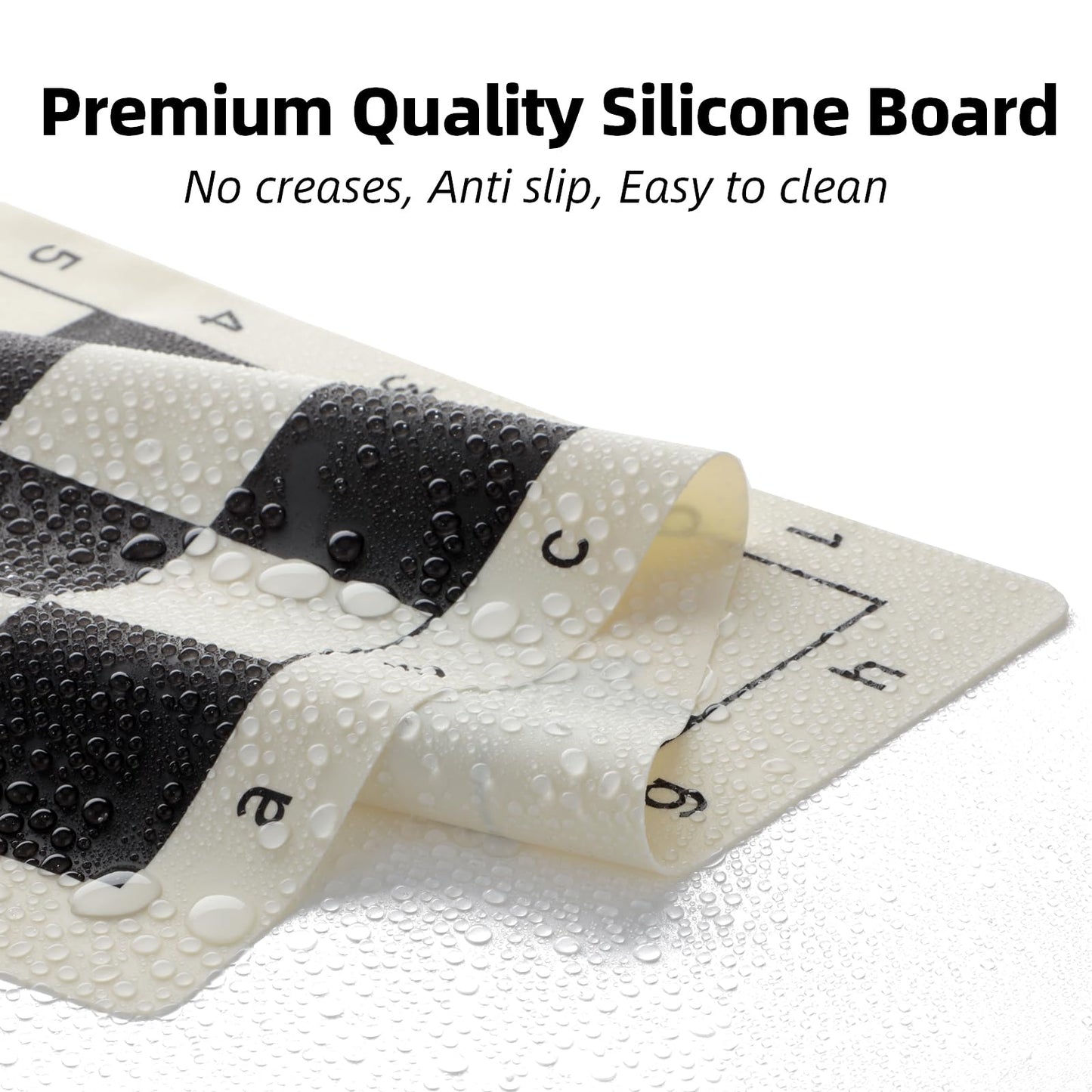 Chess - 20" Silicone Chess Board Set, 3.86" King Height Weighted Pieces with 2 Extra Queens, Foldable Chessboard Portable Travel Tournament Chess with Carrying Storage Bag