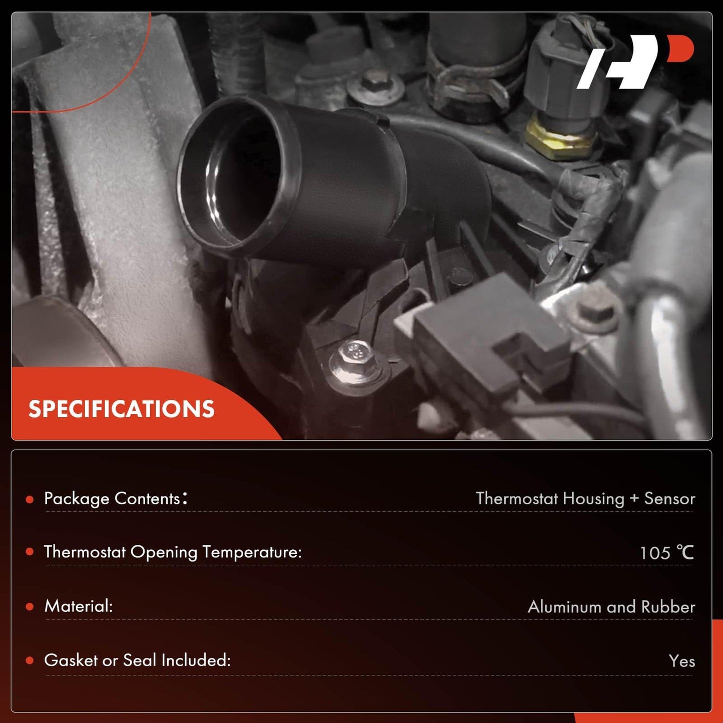 A-Premium Engine Coolant Thermostat Housing Assembly with O-ring Compatible with Chevrolet Cruze 2011-2016, Sonic 2012-2020, Trax 2013-2021, Cruze Limited 2016 & Buick Encore 2013-2021, 1.4L