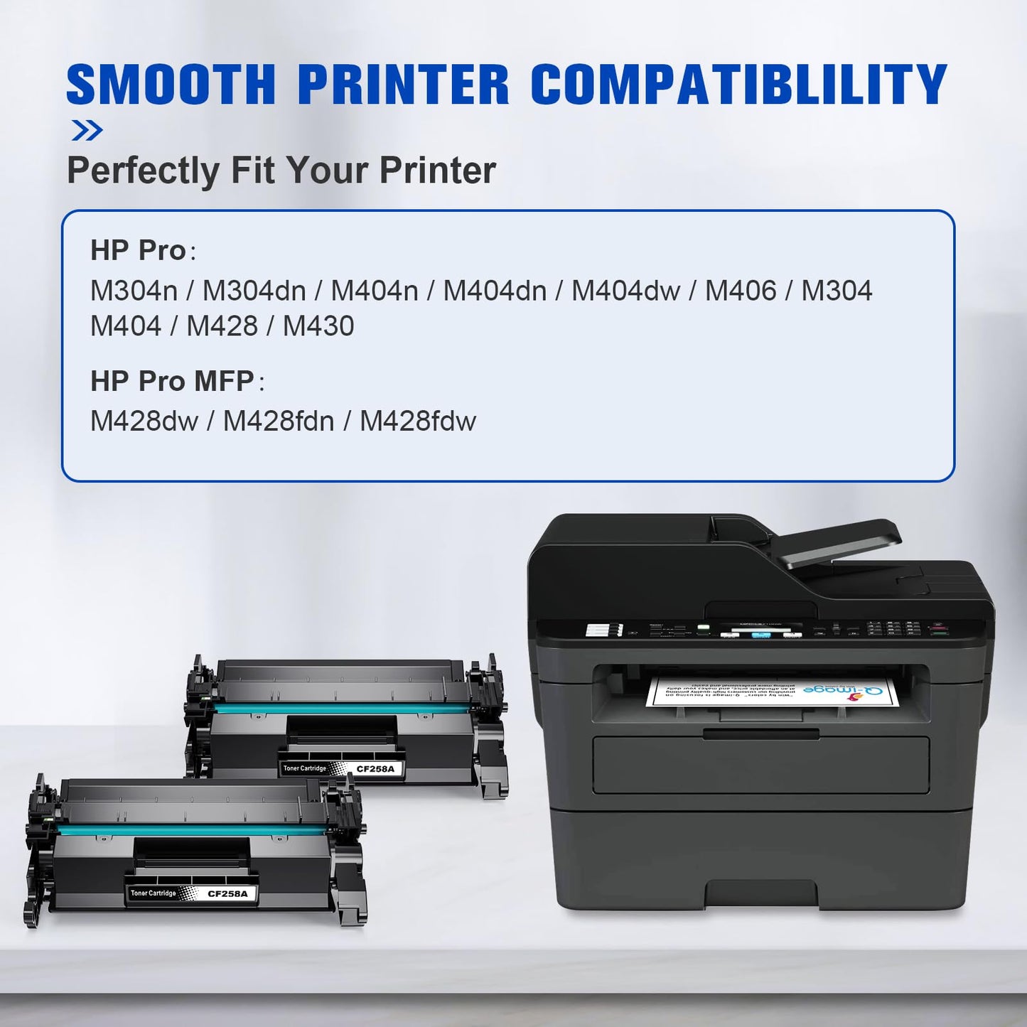 [with chip] 58A CF258A Compatible Toner Cartridges Replacement for HP CF258A 58A 58X CF258X Work with HP Laserjet Pro MFP M428fdw M428fdn M428dw M404 M428 M404n M404dn M404dw Printers(2-Black)