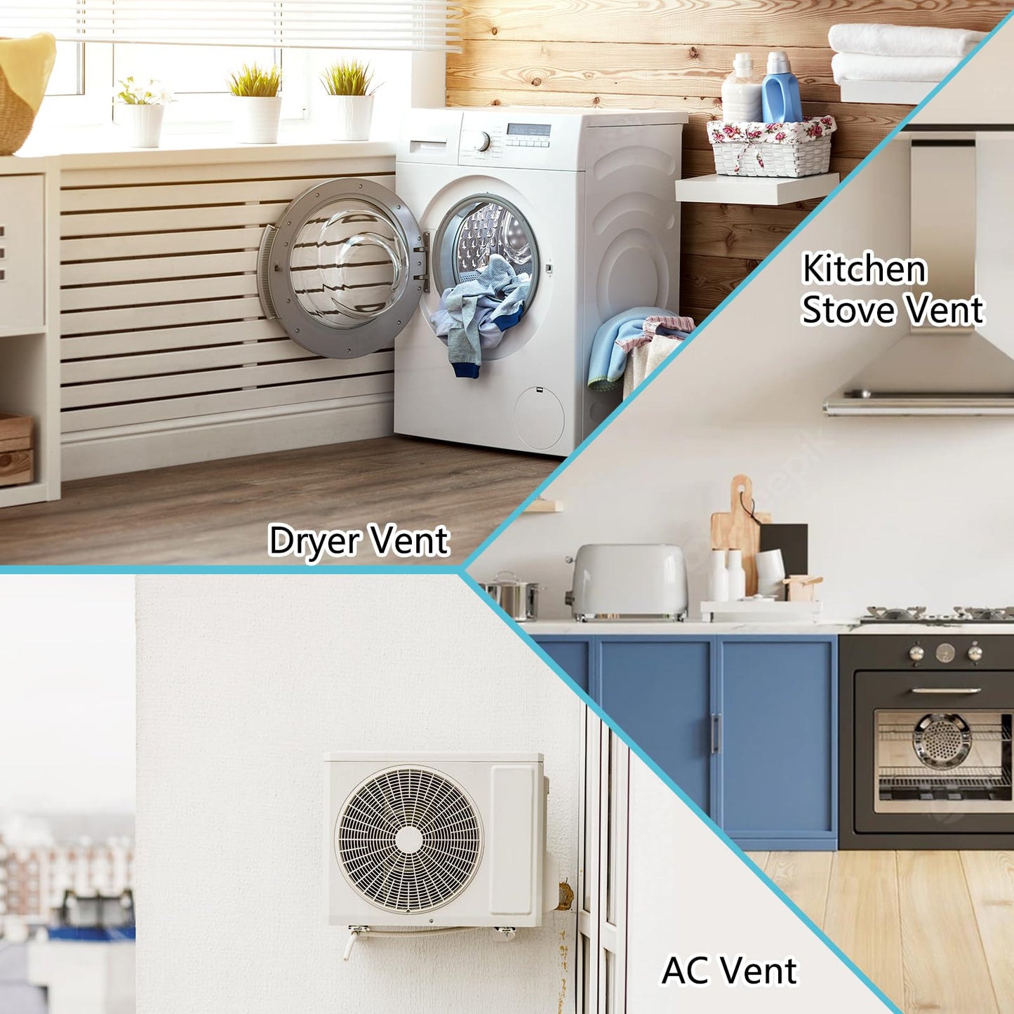 4 Inch Dryer Vent Cover Outside, HG Power Metal Wall Vent Cover with Removable Screen & Cushioned Non-Return Flap, Air Vent for House, Range Hood, AC, Opening Diameter: 3.81" White