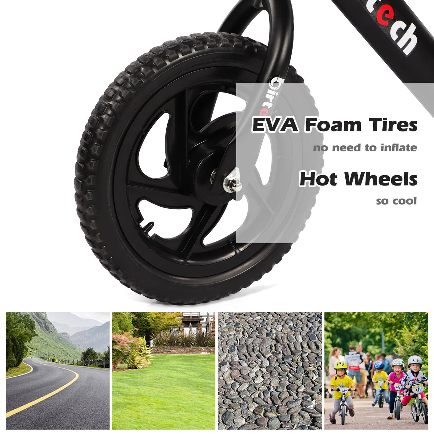 12" Balance Bike Carbon Steel Frame No Pedal Walking Balance Bike Training Bicycle for Kids and Toddlers 2- to 5 Years Old (Black)