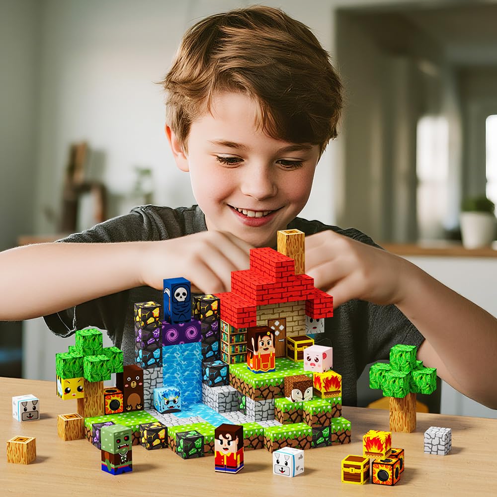 Beamryx 150pcs Magnetic Blocks House and Trees, Magnetic Toys Games for Kids Ages, STEM Toys for Kids Ages 4-8