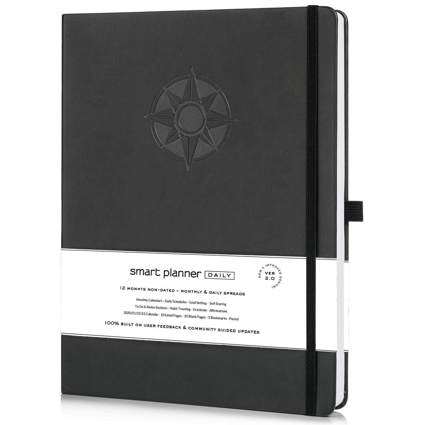 Smart Daily Planner- A4 Size 11 x 8.5 inches – Undated Agenda Daily Planner – Achieve Goals & Increase Productivity, Time Management & Happiness - Daily Weekly Monthly Planner with Gratitude Journal and Hardcover (Black)