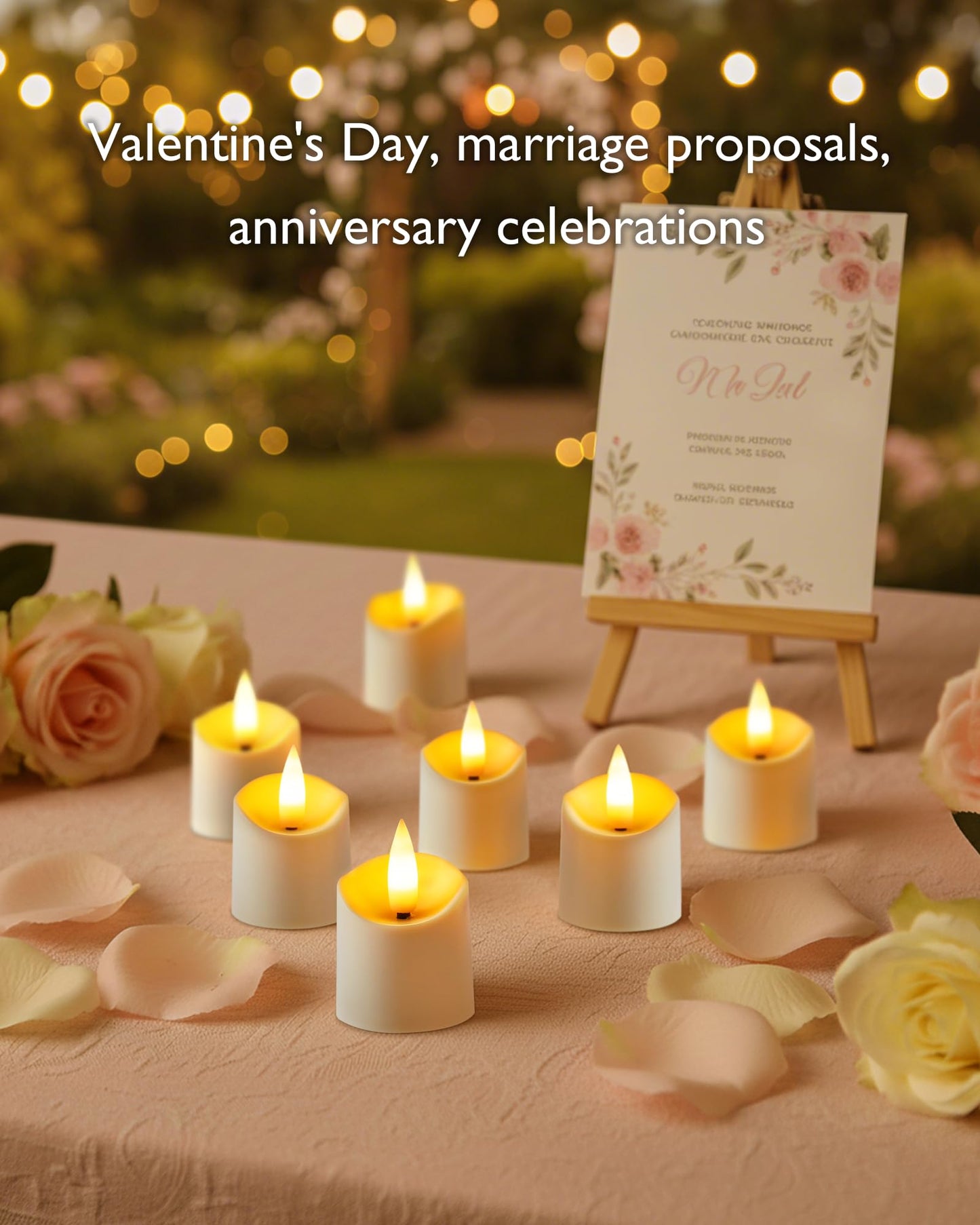 AMAGIC 12-Pack Battery Tea Lights with Remote 2/4/6/8H Timer, Rechargeable, 3D Flicker Wick Electric Candles, for Vovite, Christmas, Holiday Birthday Decoration