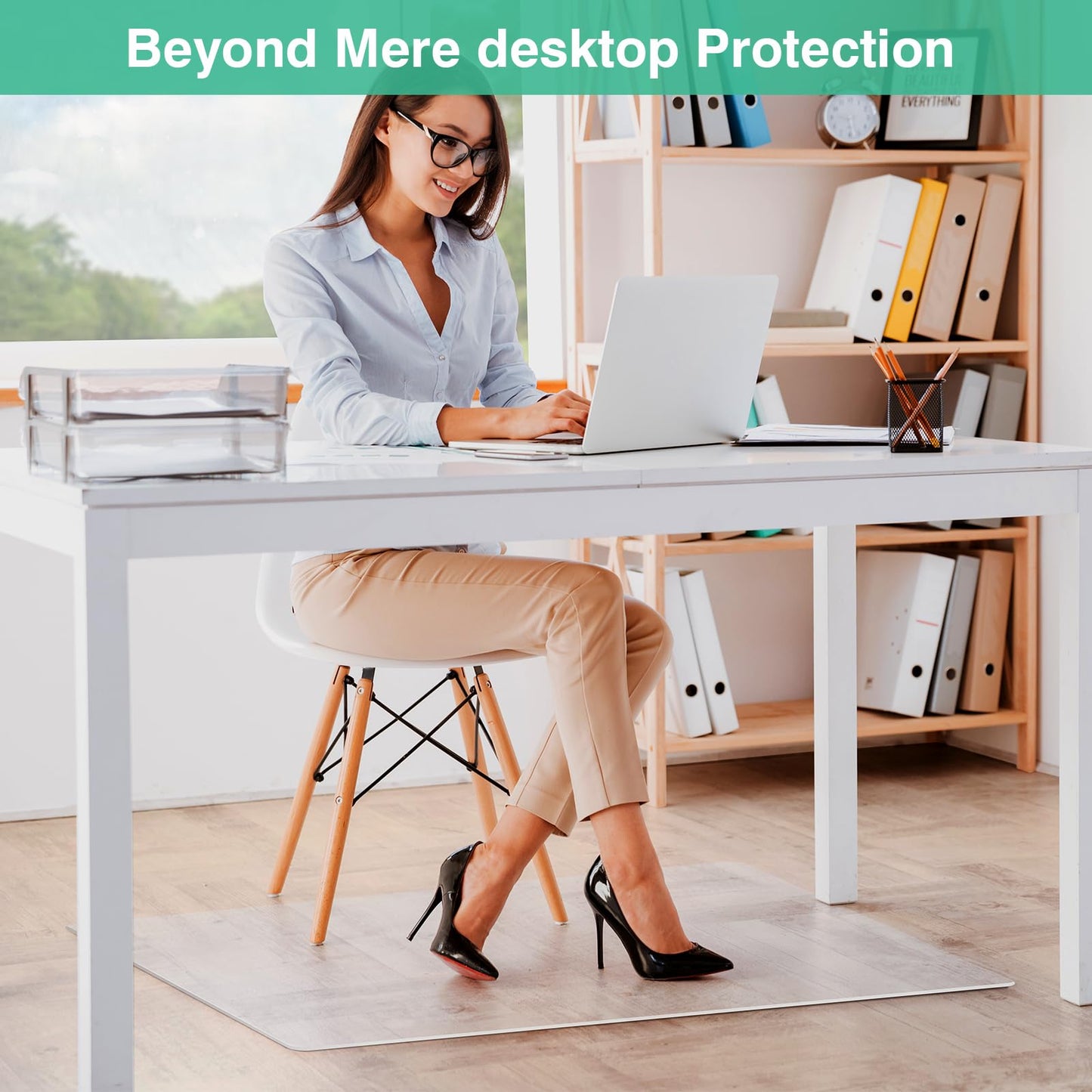 NATRKE Office Chair Mat for Hardwood Floor, 30"x48" Clear Desk Chair Mat with Non-Slip Frosted Back, Transparent PVC Floor Protector Rug for Home Office, BPA & Phthalate Free (Not for Carpet)