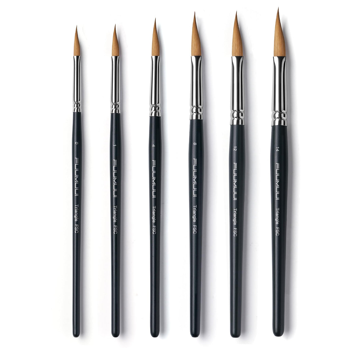 Fuumuui Watercolor Paint Brushes Set - 6 Pcs Professional Pointed Triangle Wedge Synthetic Sable Paint Brushes for Unique Texture Painting Perfect for Watercolour Acrylic Gouache Inks Painting