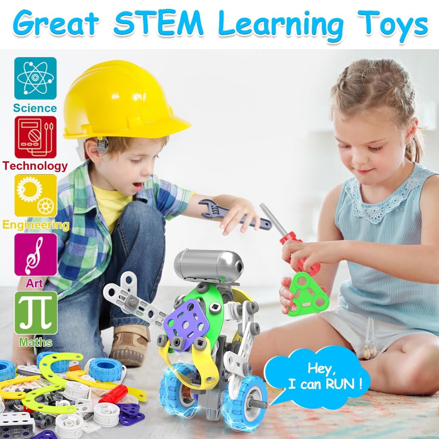 10 in 1 Electric STEM Toys for 4 5 6 7 8 Year Old Boy Girl Birthday Gifts Building Toys for Kids Ages 4-8 4-6 5-7 6-8 Educational Engineering Construction Toys for Boys 4-6 Learning Games Activities