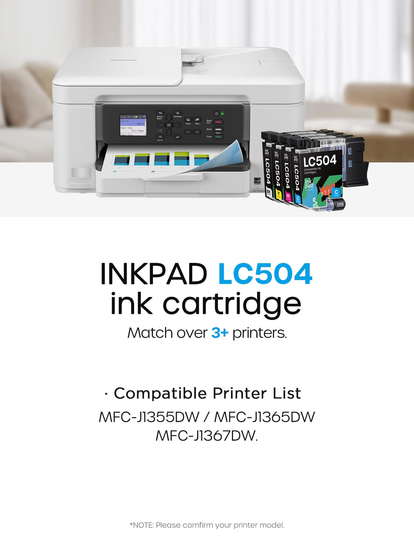 LC504 Ink Cartridges Compatible for Brother Printer LC 504 Ink Cartridges Work for MFC-J1365DW MFC-J1355DW MFC-J1367DW (Black Cyan Magenta Yellow, 4PK)