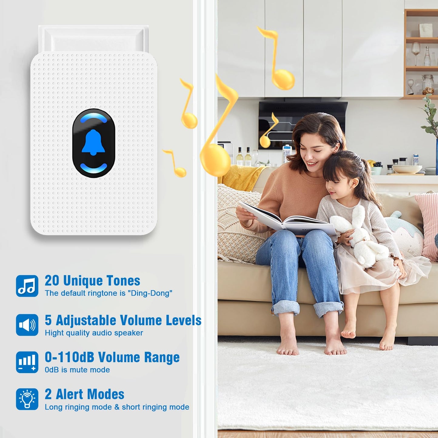 Daytech Caregiver Pager Wireless Senior Alarm Call Button Emergency Panic Button Call Bell Alert System for Elderly/Pregnant/Disabled, 3 Receivers + 4 Transmitters
