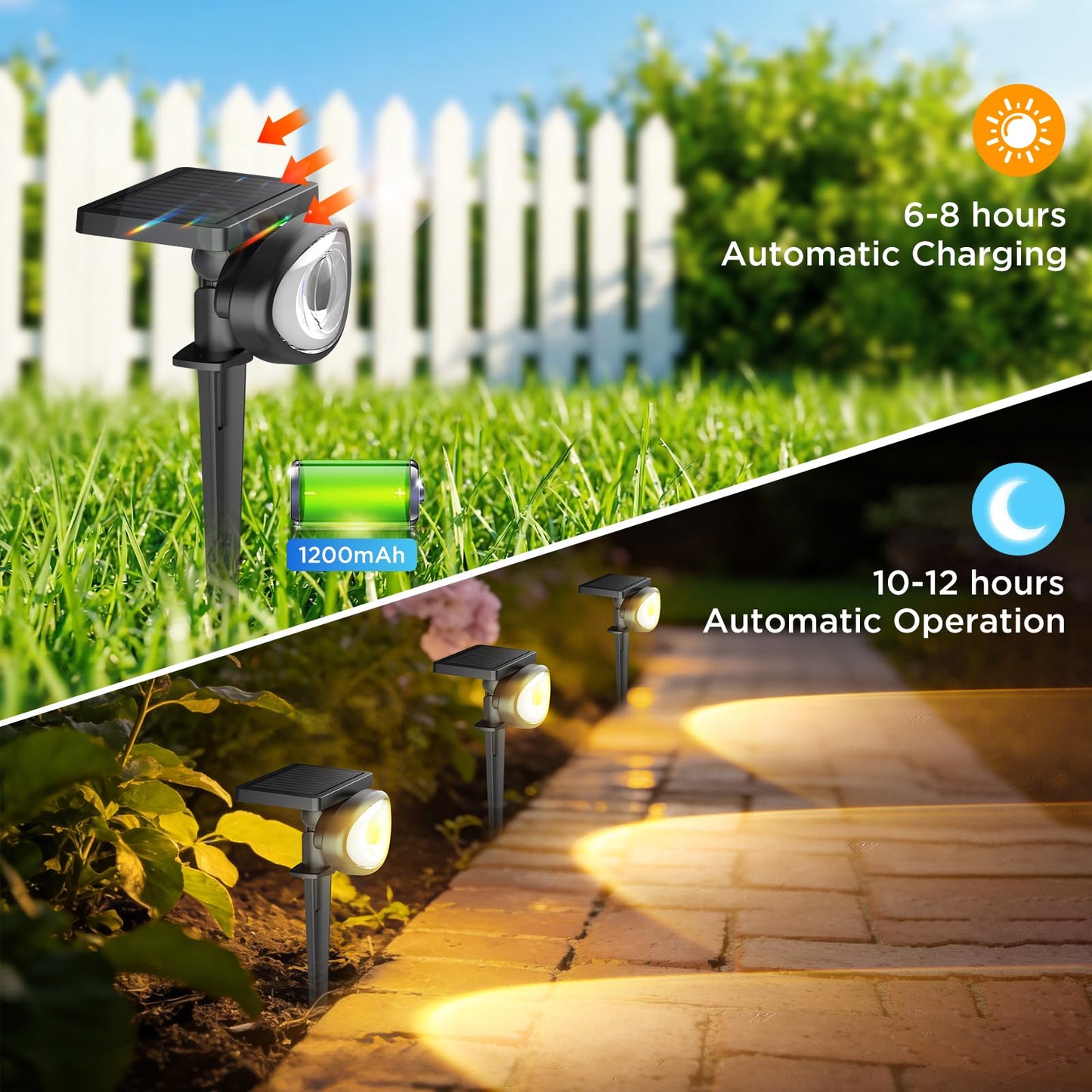 Quntis 6-Pack RGBCW Solar Spot Lights Outdoor, Upgrade Brighter Optical Lens,10 Color Changing Solar Landscape Spotlights,Waterproof Wall & Ground Solar Lights Outdoor for Garden Yard Path Wall