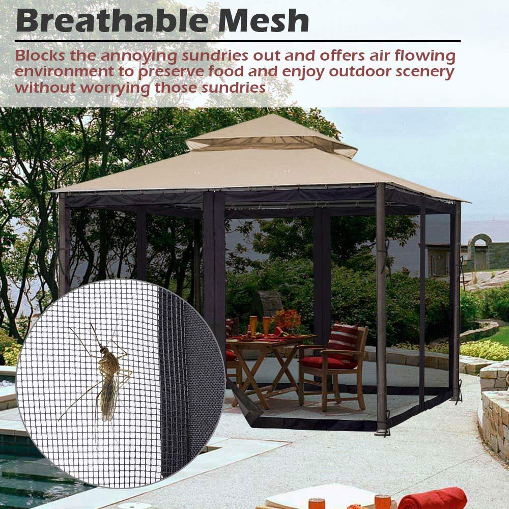 Yescom Universal Replacement Mesh Netting Screen Wall Sidewall Curtain with Zipper for 10x12ft Yard Gazebo Canopy Tent