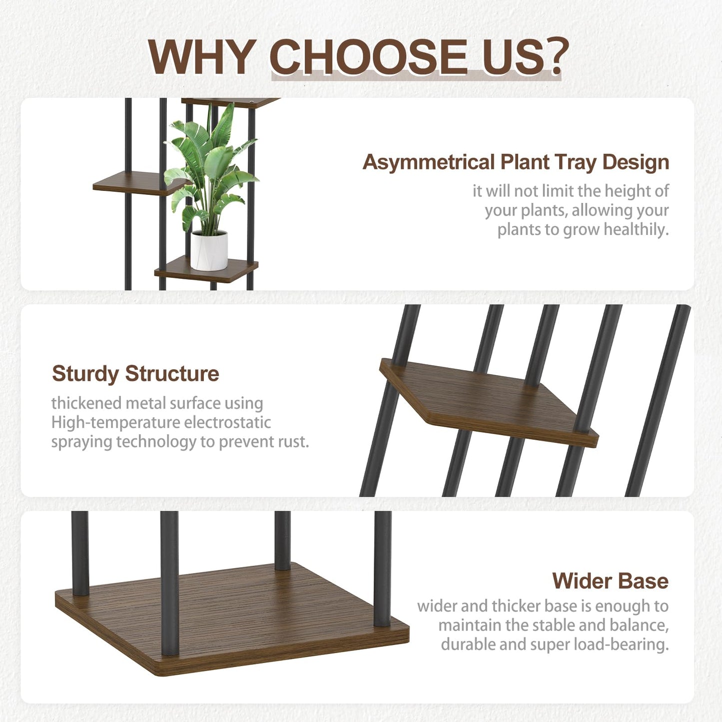 Oppro 6 Tier Plant Stands Indoor, Metal Wood Tiered Corner Plant Stand Pot Holder, Wood Flower Shelf Display Rack for Living Room Bedroom Outdoor Balcony Garden Patio, Oak