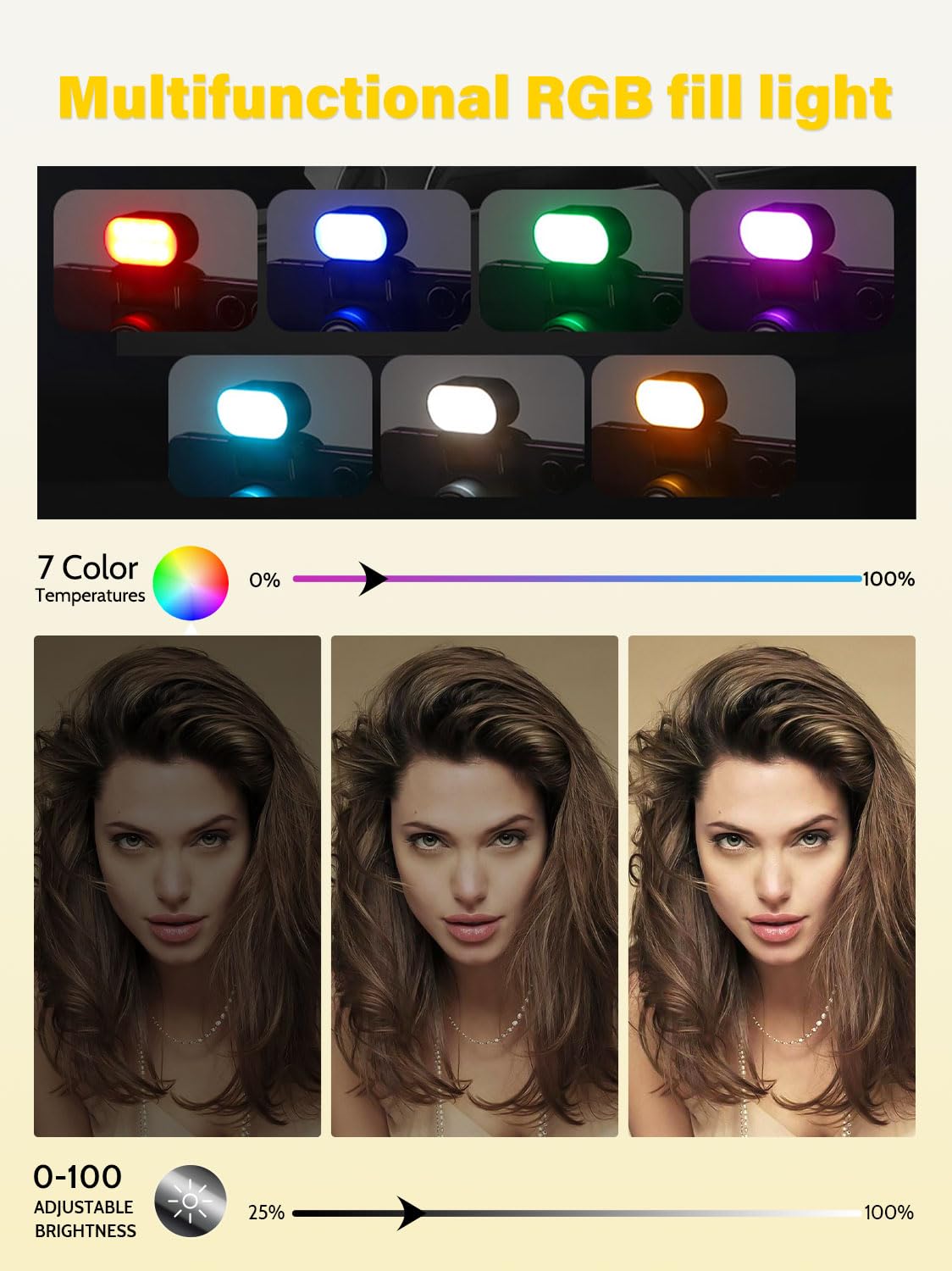 AOCHUAN Gimbal Stabilizer Face Tracking Without APP, 4 in 1 RGB Light Stabilizer, Handheld Portable Phone Tripod for iPhone&Android, Built-in Extension 108cm, M2PRO Black
