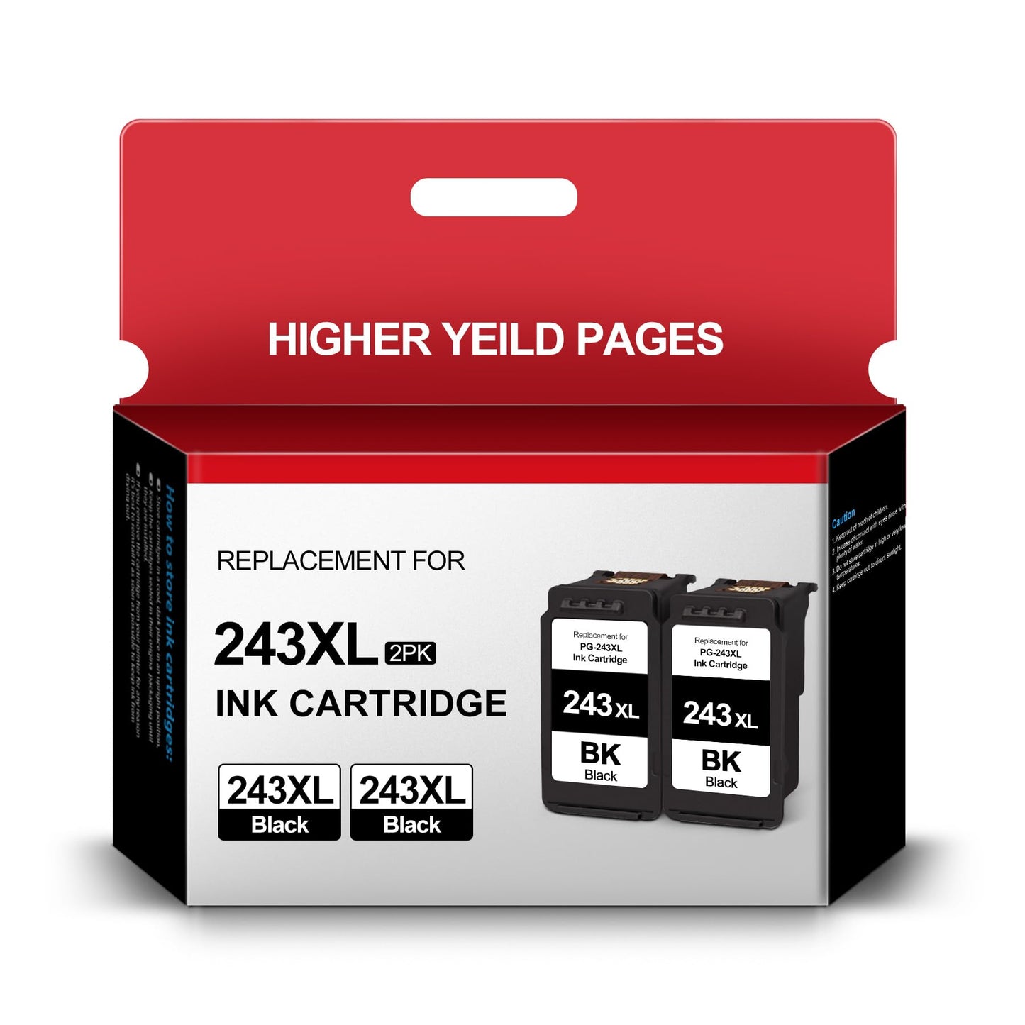 PG-243XL Black Ink cartridges Replacement for Canon Ink PG-243 PG-243XL 243 Work for TS3122 MX492 MG2922 MG2420 TR4520 Printer (2 Black)