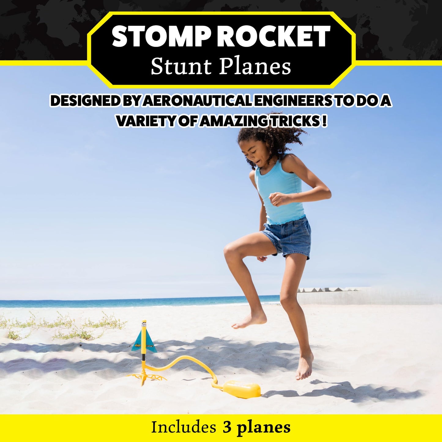 The Original Stomp Rocket Stunt Planes Launcher - 3 Foam Planes and Toy Air Rocket Launcher - Outdoor Rocket STEM Gifts for Boys and Girls - Ages 5 (6, 7, 8) and Up - Great for Outdoor Play