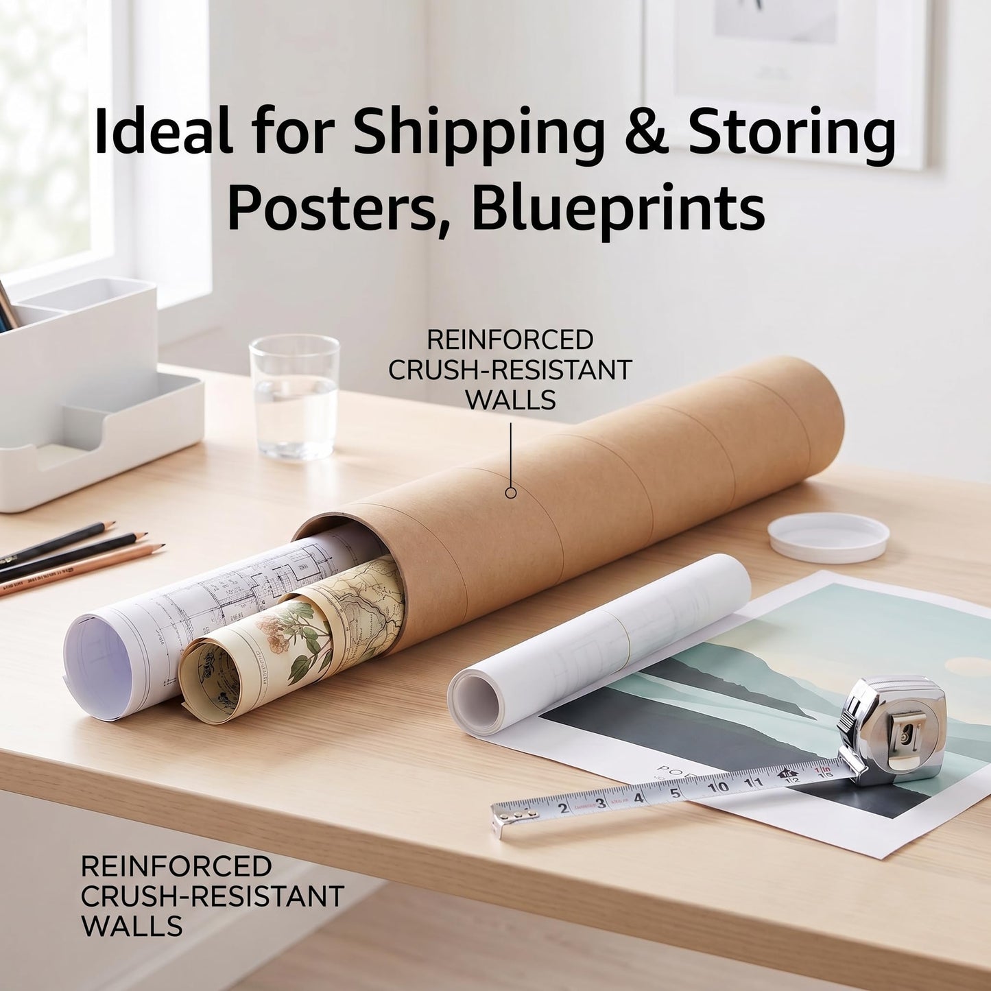 Anscher 12-Pack Shipping Mailing Cardboard Tubes with Caps, 2x15-Inch Kraft Paper Poster Tubes Mailing are essential for safely shipping documents, posters, artwork, and other delicate items.