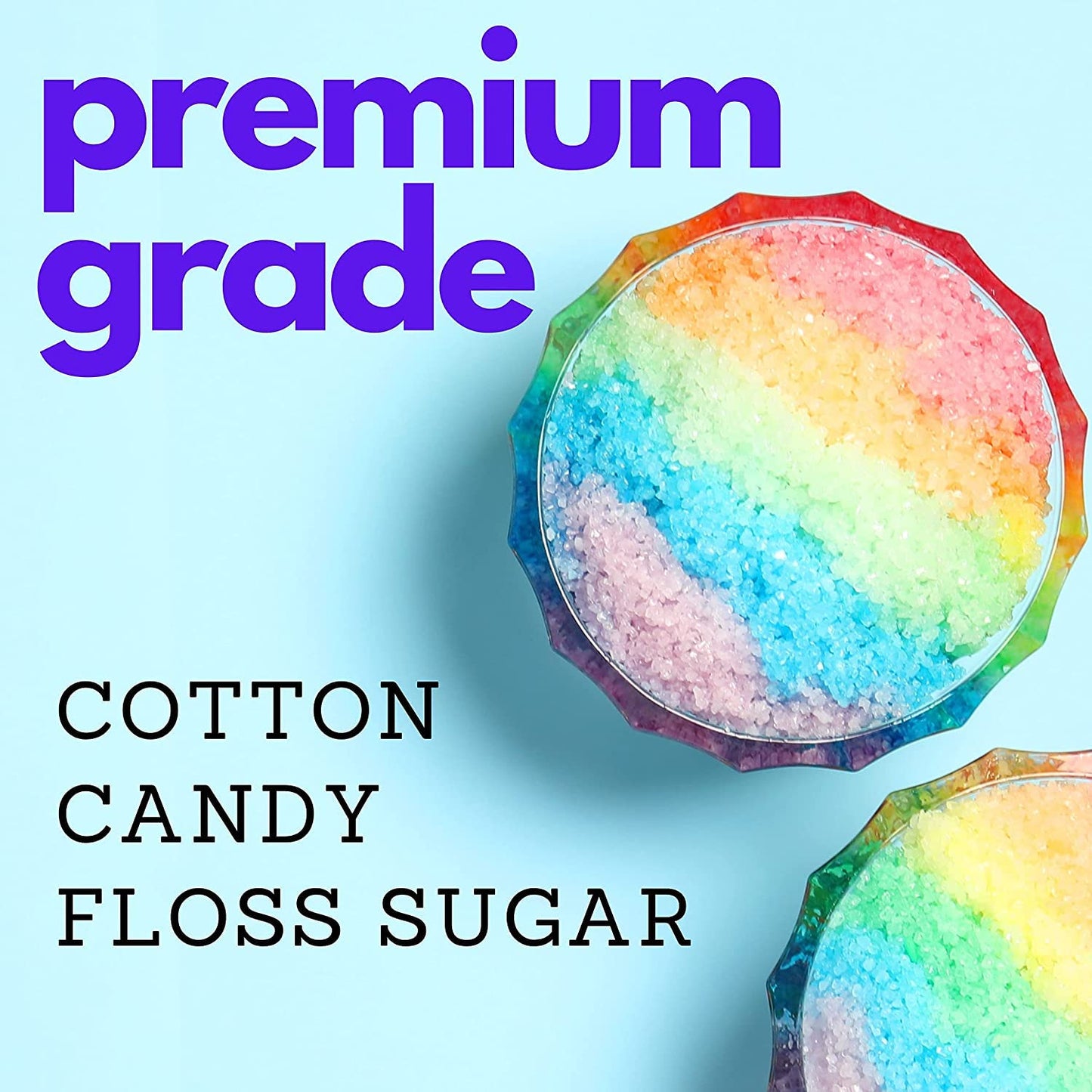 Cotton Candy Floss Sugar (3 Pack / 1lb x 3) | Sassy Apple, Cherry & Grape | Product of Canada| Easy Candy Forming| Works With Almost All Machines| Reusable Jars to Lock in Freshness| Flavoured Floss Ideal for Snack, Desserts, Party, Carnivals and More| By