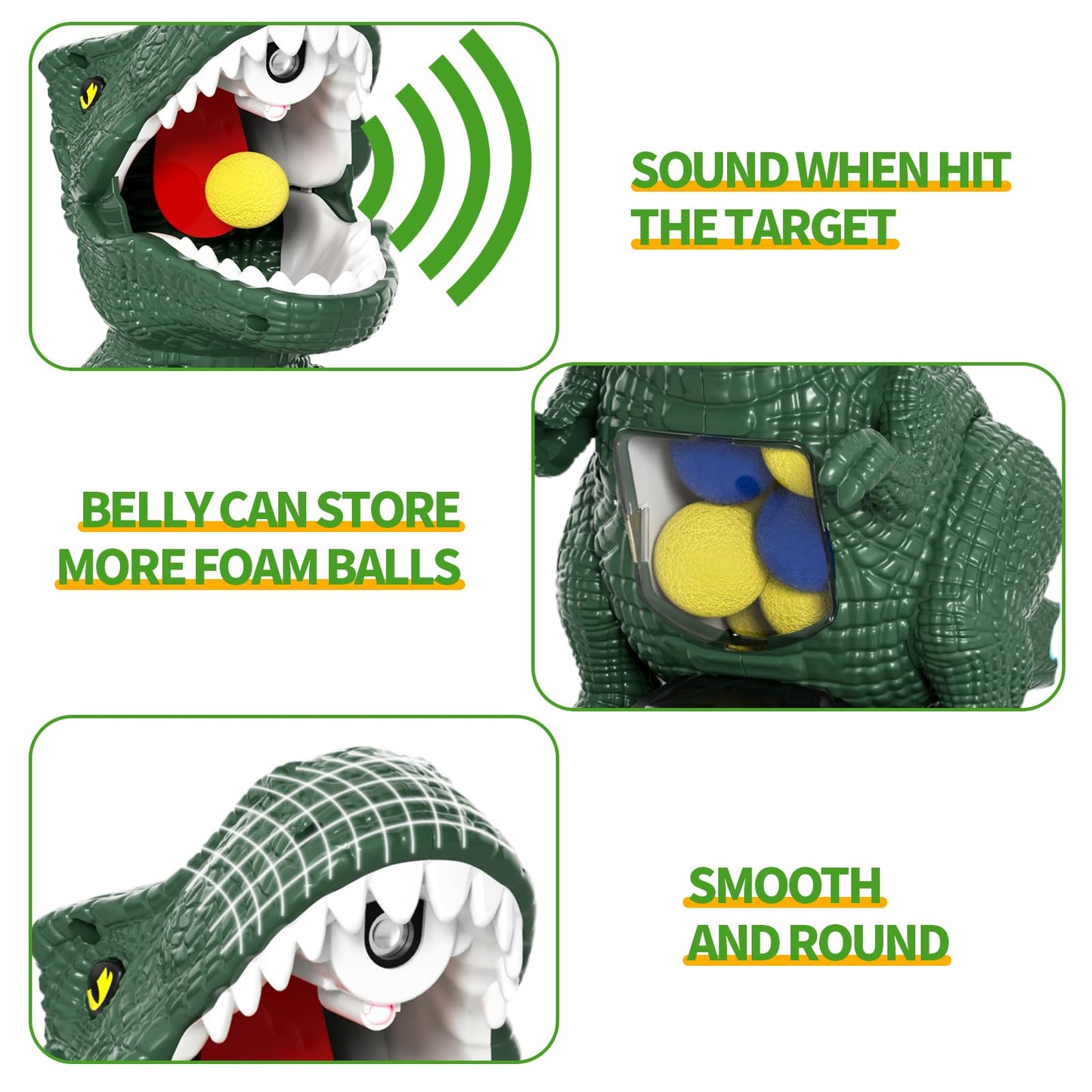 BLmukce Dinosaur Movable Shooting Toys for Kids, 2 Air Pump Launchers, Electronic Kids Target Games, LCD Score Record, Light & Sound, 48 Foam Balls, Competition Game Gift for Boys 3-5 Years Old