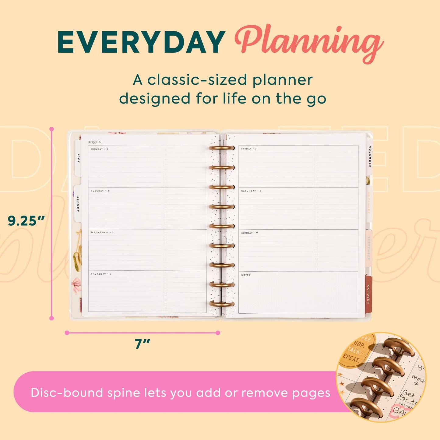 The Happy Planner Crafted Collage Midnight Classic 18 Month Disc Bound Dated Planner