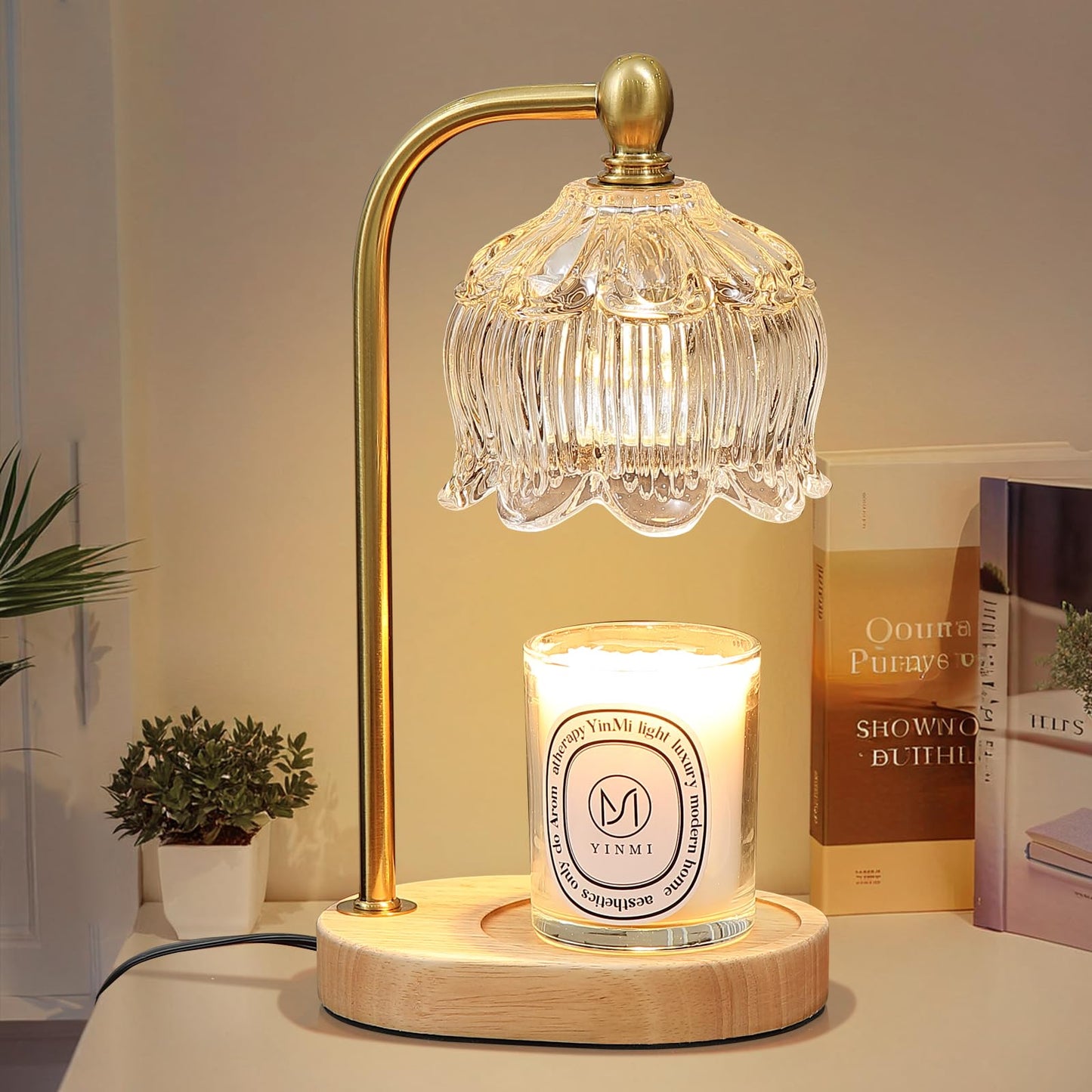 Candle Warmer Lamp with Timer Dimmable,Antique Brass Candle Lamp,Wax Melt Warmer Light for Jar Candles,Mother's Day/Birthday/Christmas Gifts for Mom/Wife,Home Decor Lamp,with 2 Bulbs