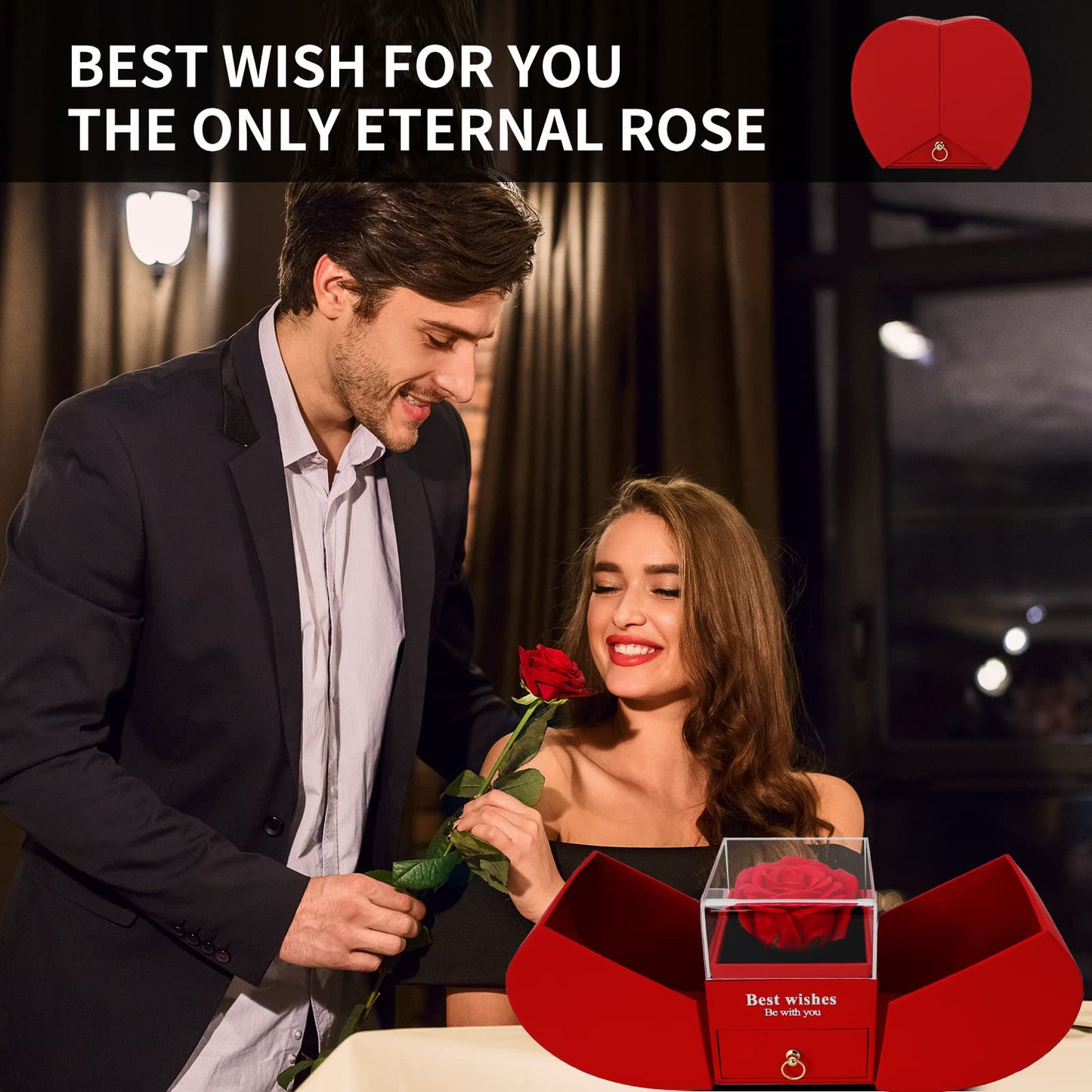 YJYJHOPE Valentines Day Birthday Gift for Women Girlfriend Wife Her, Preserved Rose with I Love You 925 Sterling Silver Necklace, Gifts Ideas for Christmas Anniversary Thanksgiving