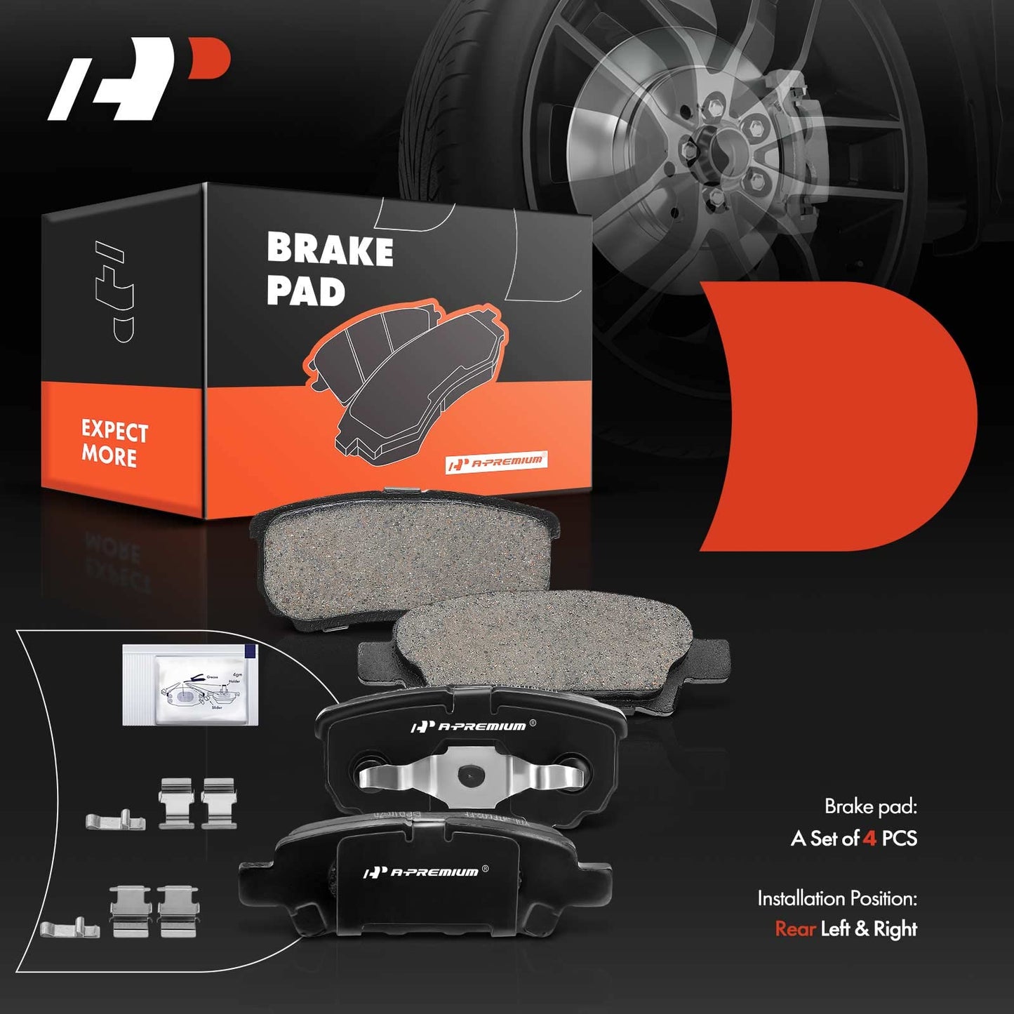 A-Premium Rear Ceramic Disc Brake Pads Set Compatible with Select Mitsubishi, Chrysler, Dodge and Jeep Models - Compass, Patriot, Outlander, Avenger, Caliber, 200, Sebring, Lancer