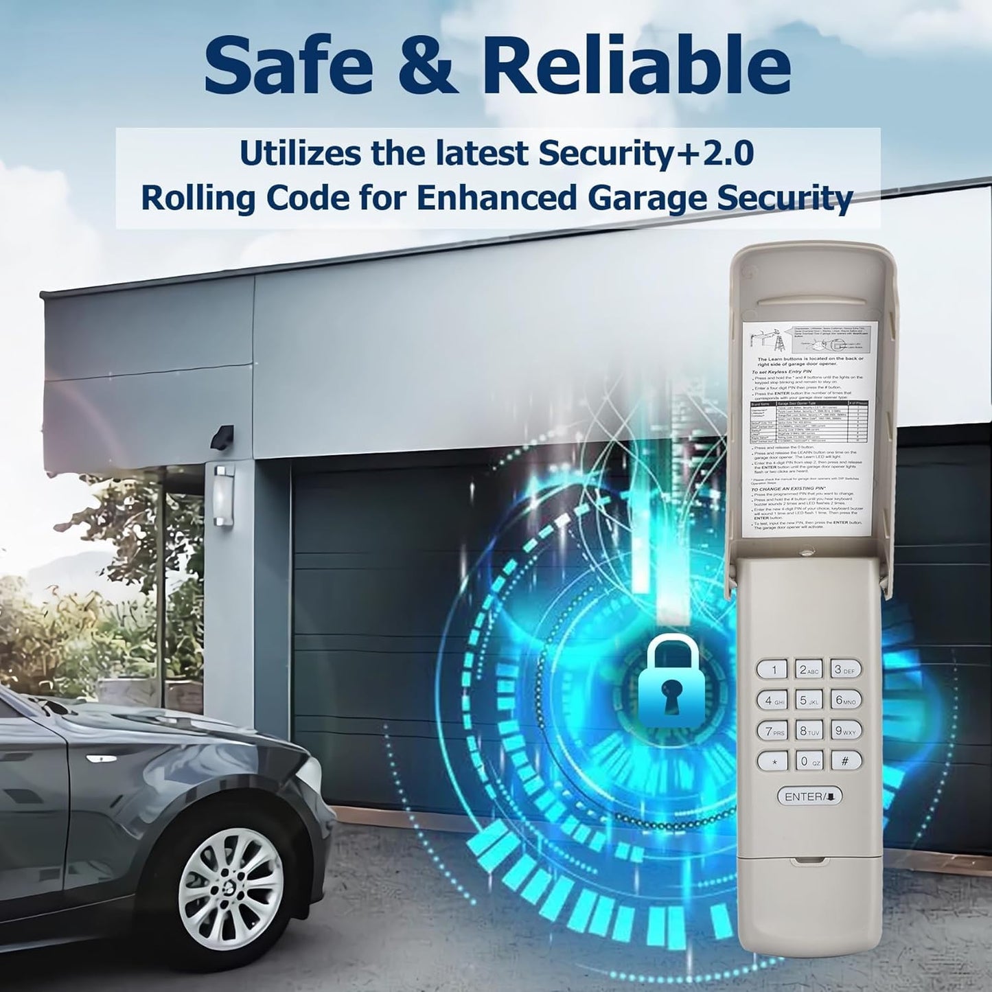 2 Pack Garage Door Opener Keypad Compatible with LiftMaster 877MAX Chamberlain LiftMaster Craftsman Garage Door Openers Since 1993，Wireless Keypad Keyless Entry, Security 2.0 Garage