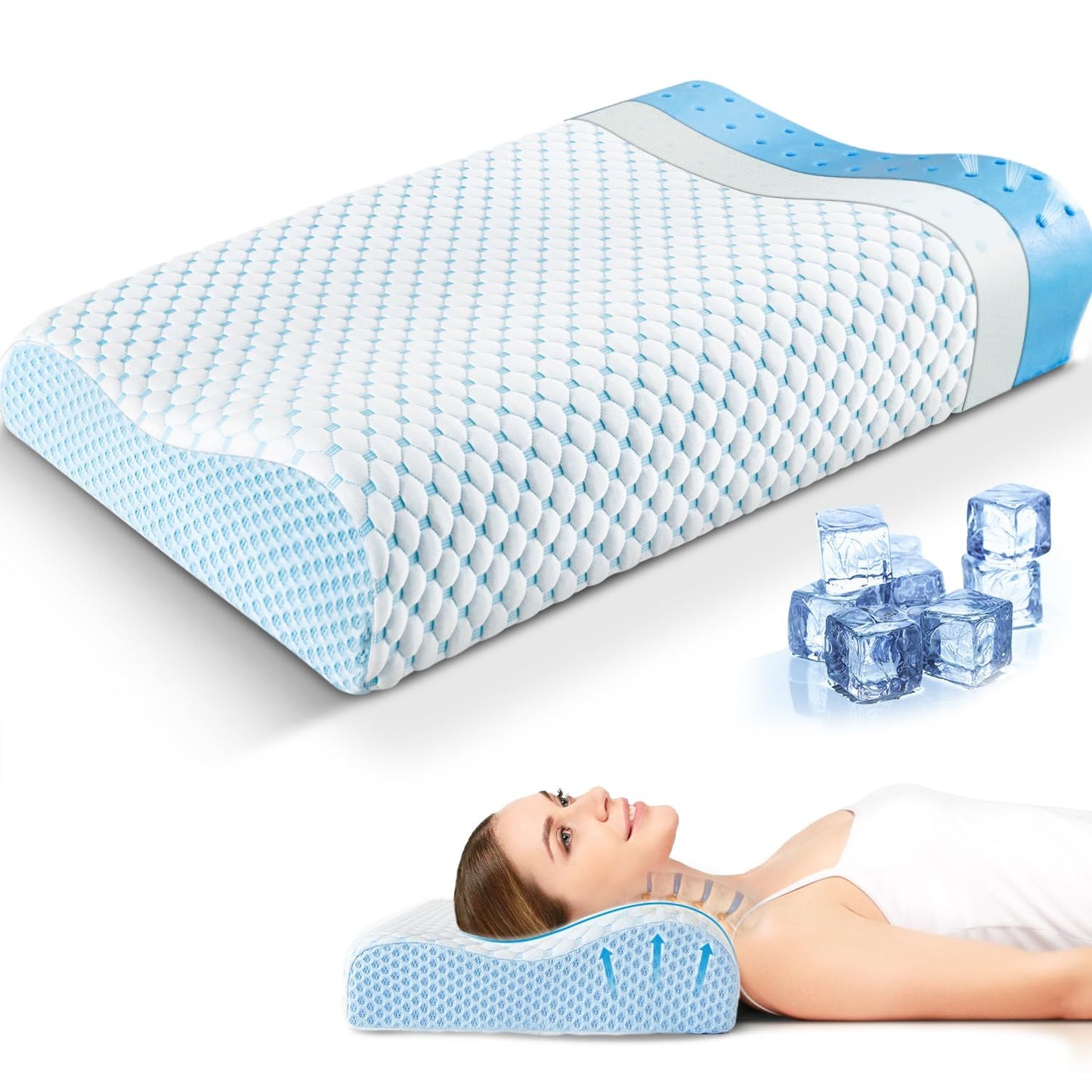 QUTOOL Neck Pillow for Sleeping,Memory Foam Pillow with Dual Height Adjustable Cooling Contour Pillow for Side,BackSleepers,Balanced Support & Breathable Comfort,CertiPUR-US & Oeko-TEX Certified