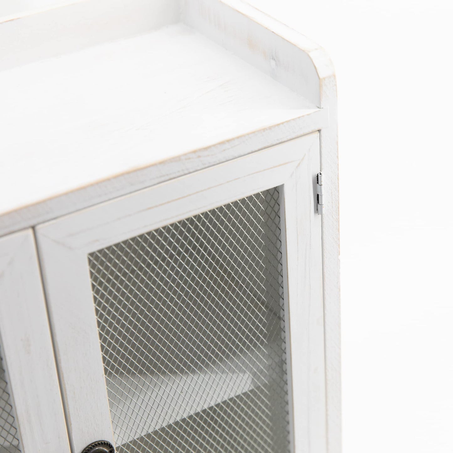 COLLECTIVE HOME - 2 Tiered Storage Cabinet, Countertop Cabinet, Wood Organizer for Kitchen Living Room Bedroom Bathroom Office with Magnetic Door, 15.75 x 14.5 x 6.5, White, 02