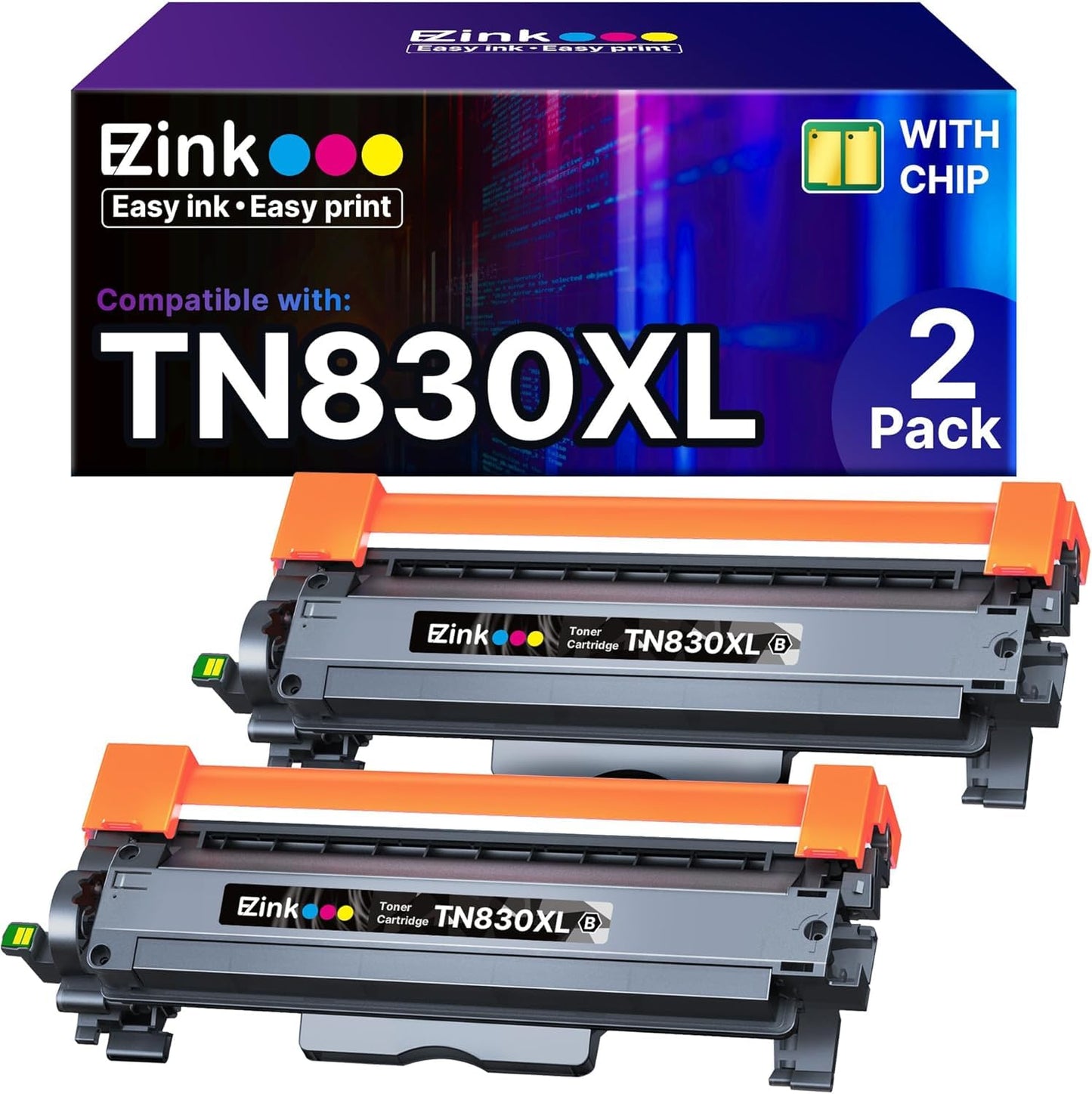 E-Z Ink TN830XL Toner Cartridge Replacement for Brother TN830 TN 830 XL Toner Cartridges Compatible for Brother DCP-L2640DW HL-L2460DW HL-L2480DW HL-L2400D HL-L2405W MFC-L2820DW Printer (2 Black)