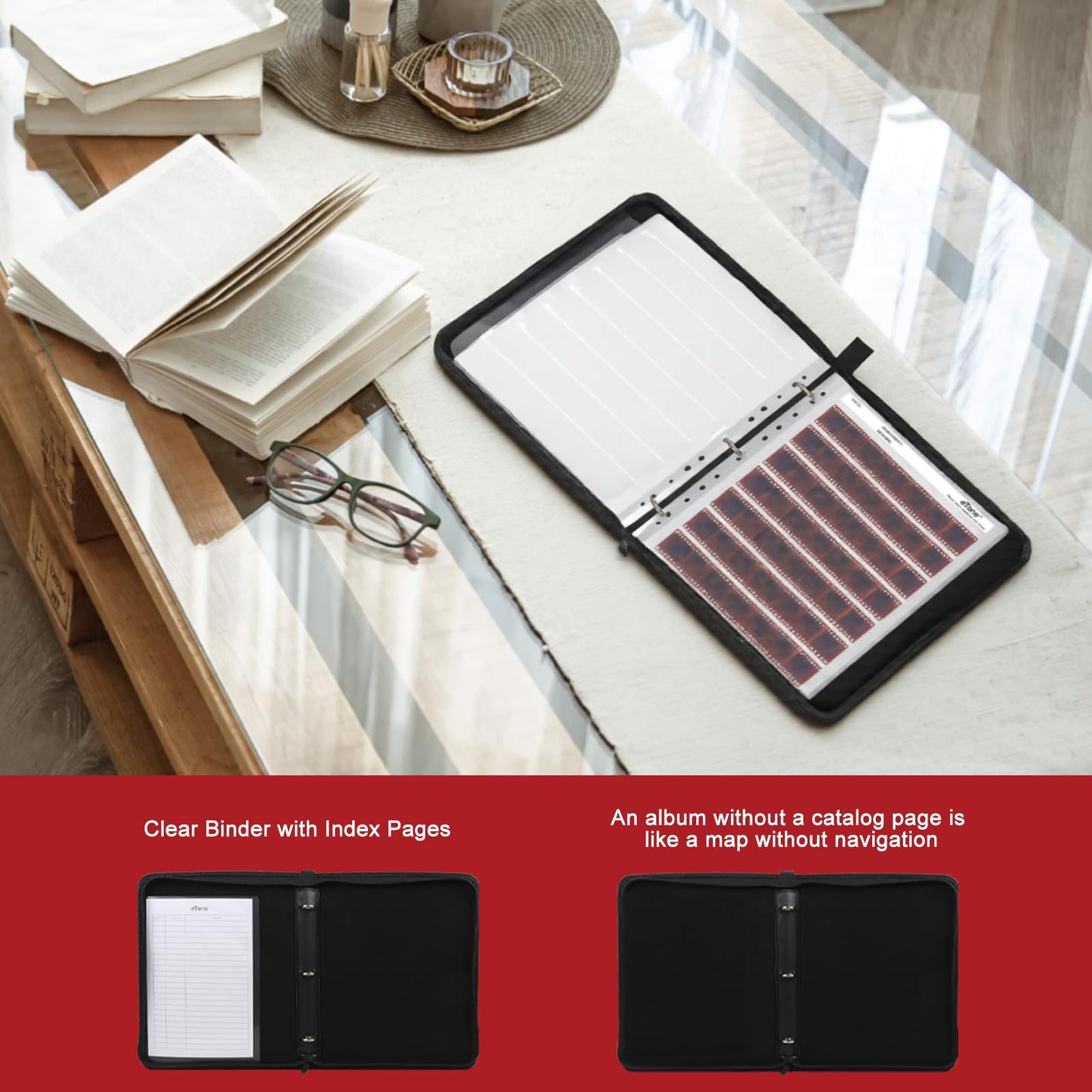 eTone 50 PCS 135 35mm Film Negative Page Preservers Sleeves,Acid-Free Storage Kit with Film Binder Box