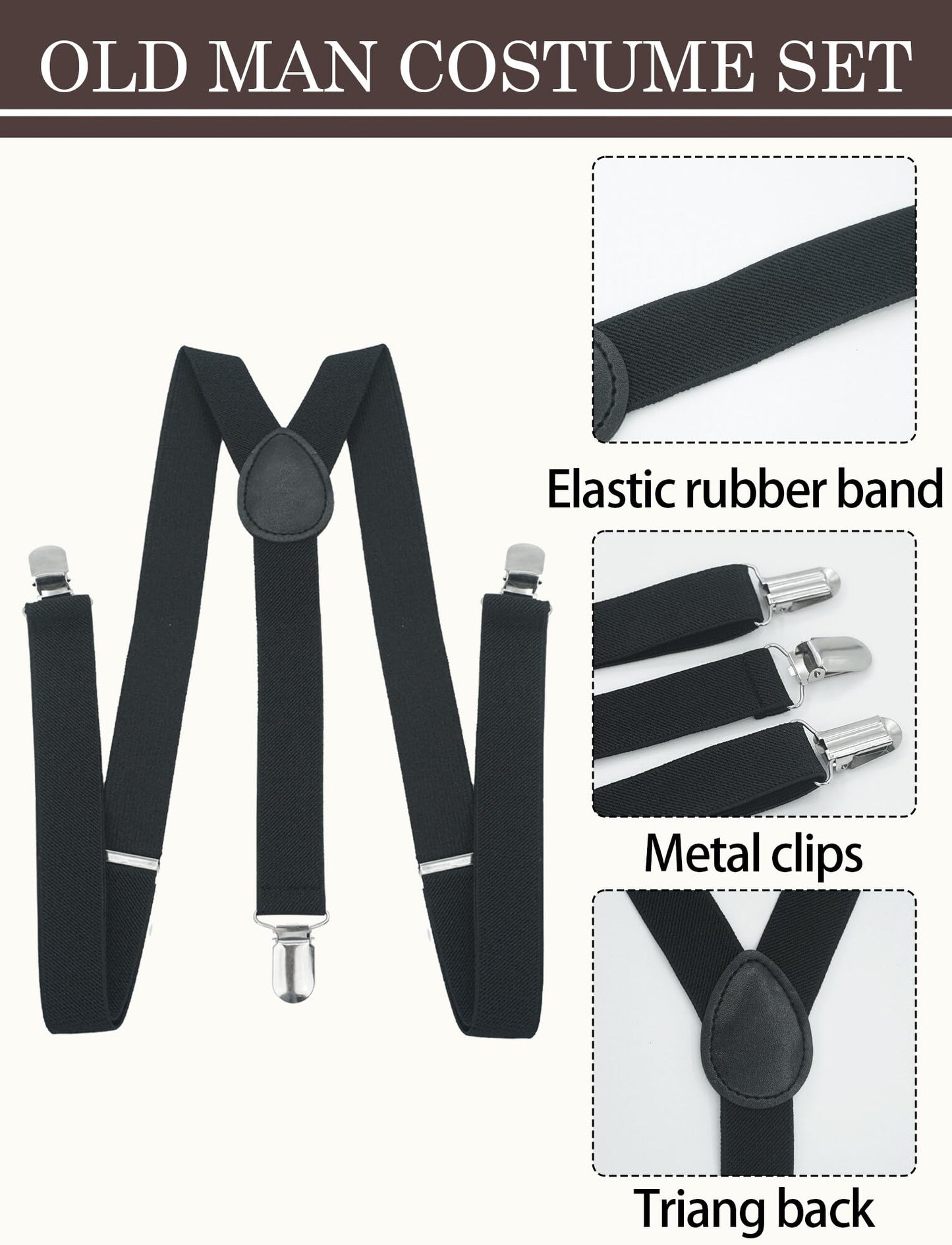 100th Days of School Costume for Kids Boys Old Man Costumes Hat Grandpa Vest Halloween Dress Up Outfit Set for School Party