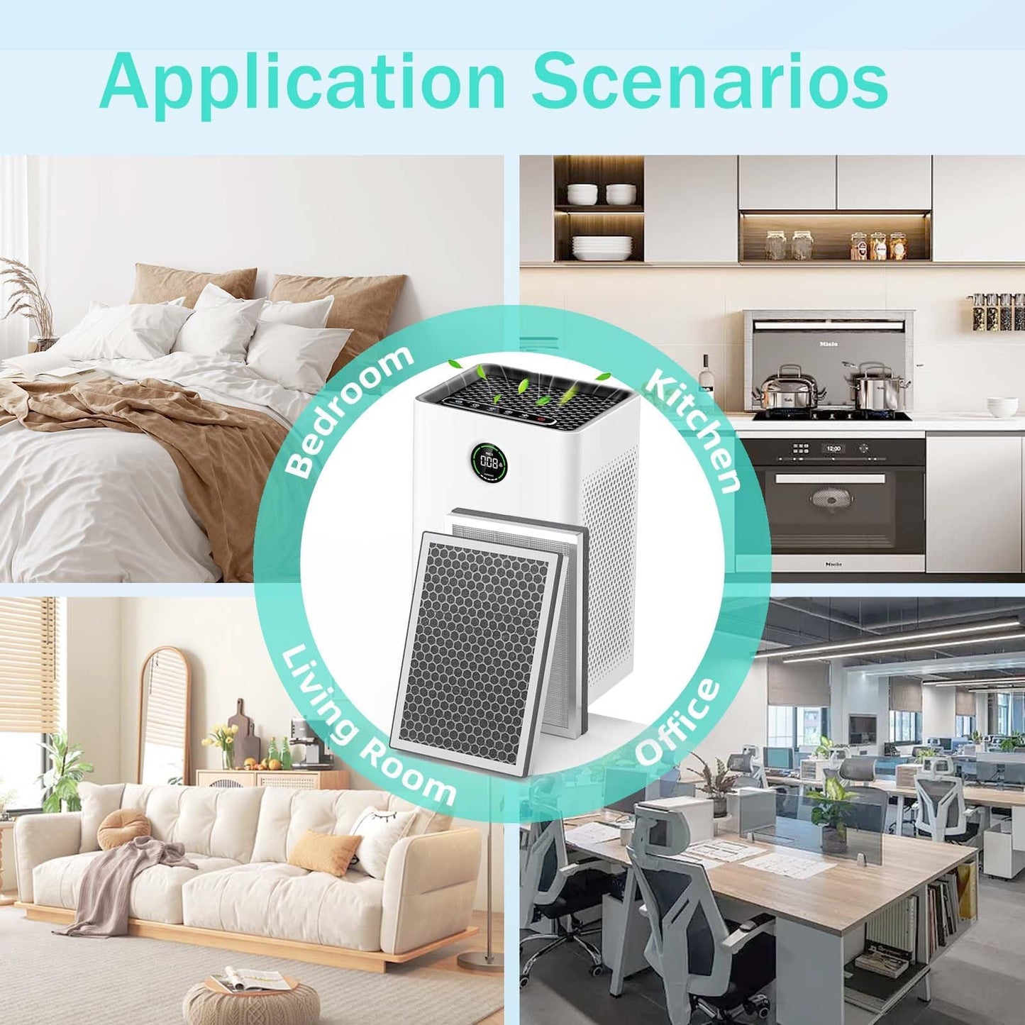 4 X JF260 Replacement Filter Compatible with JF260 Air Purifier and AP1273 Air Purifier, 3-in-1 Filtration System H13 True HEPA Filter and Activated Carbon Filter, Part # JF260-RF,Silver 4 Pack