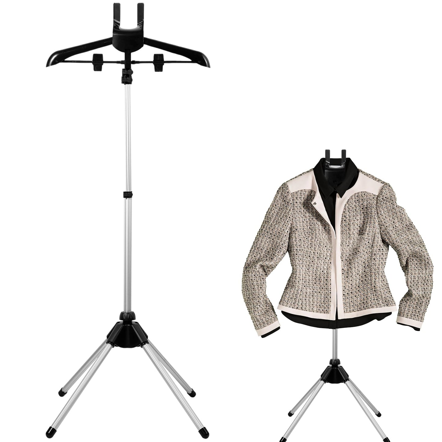 Handheld Garment Steamer Rack, Garment Hanger for Steaming Clothes Stand, Telescopic Garment Steamer Rack, Height Adjustable, Foldable Standing Garment Hanger for Steaming Clothes (black)