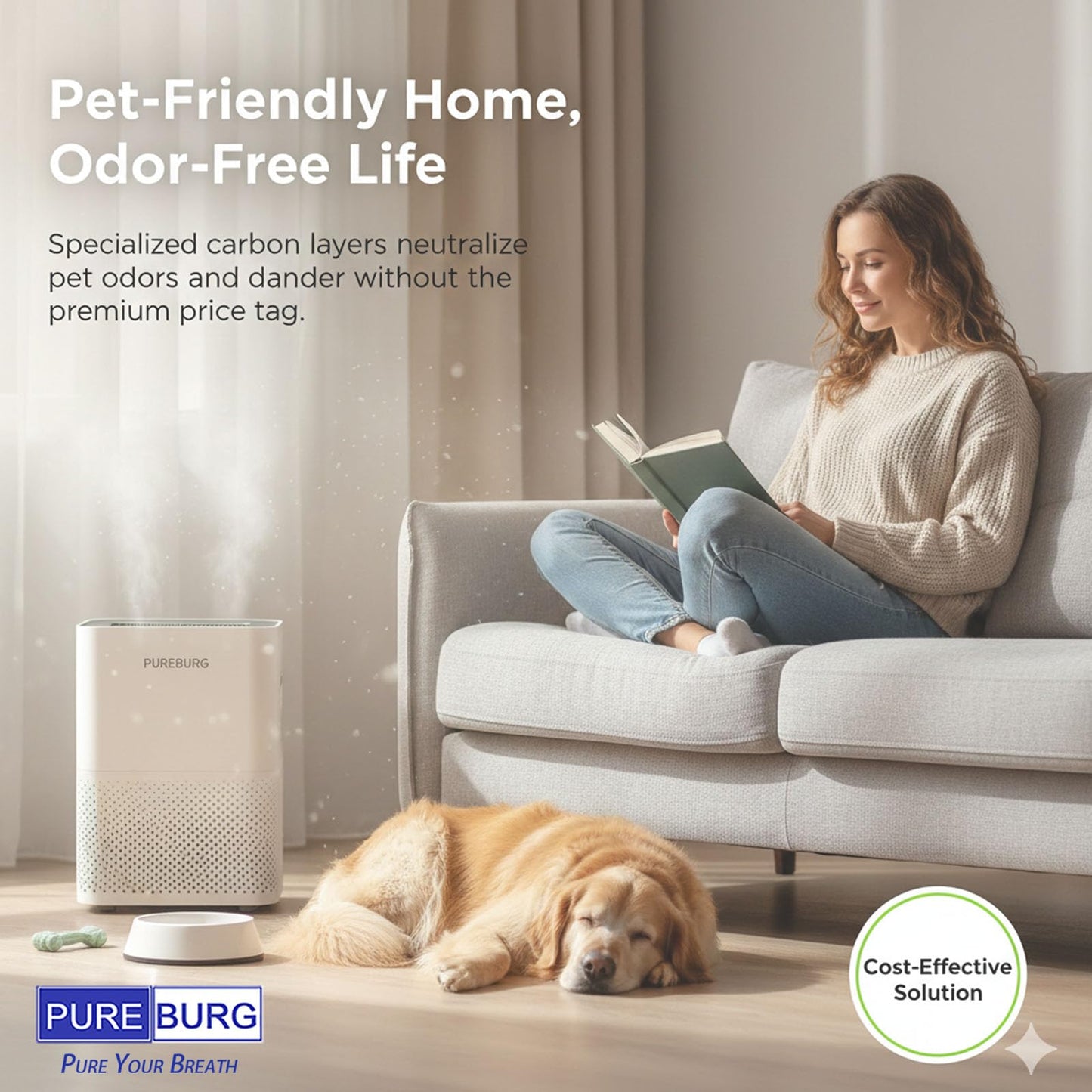 PUREBURG Replacement Filter Compatible with Bissell MYair + & MYair HUB Air Purifiers Model 2905A 3179A Parts 3389, H13 True HEPA and Activated Carbon Multi-Layer Filtration, Pack of 2