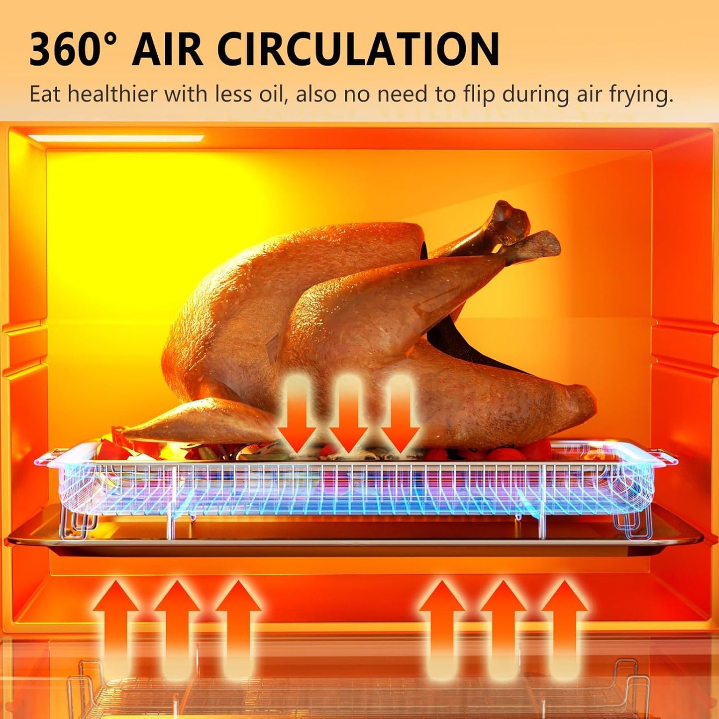 Air Fryer Basket, OPENICE 2 Set Air Fryer Basket and Tray for Oven, Stainless Steel Oven Crisper Tray and Pan for Crisping Fried, Chicken, Bacon - Large & Small