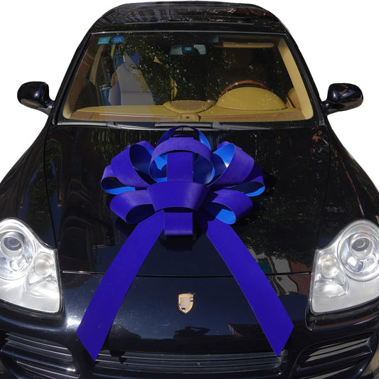 30" Blue Giant Car Bow | 30" Red Velvet Car Bow - Big Car Bow with Non Scratch Magnet Base, Weather Resistant and Waterproof Vinyl Magnetic Car Bow (1 Pack)