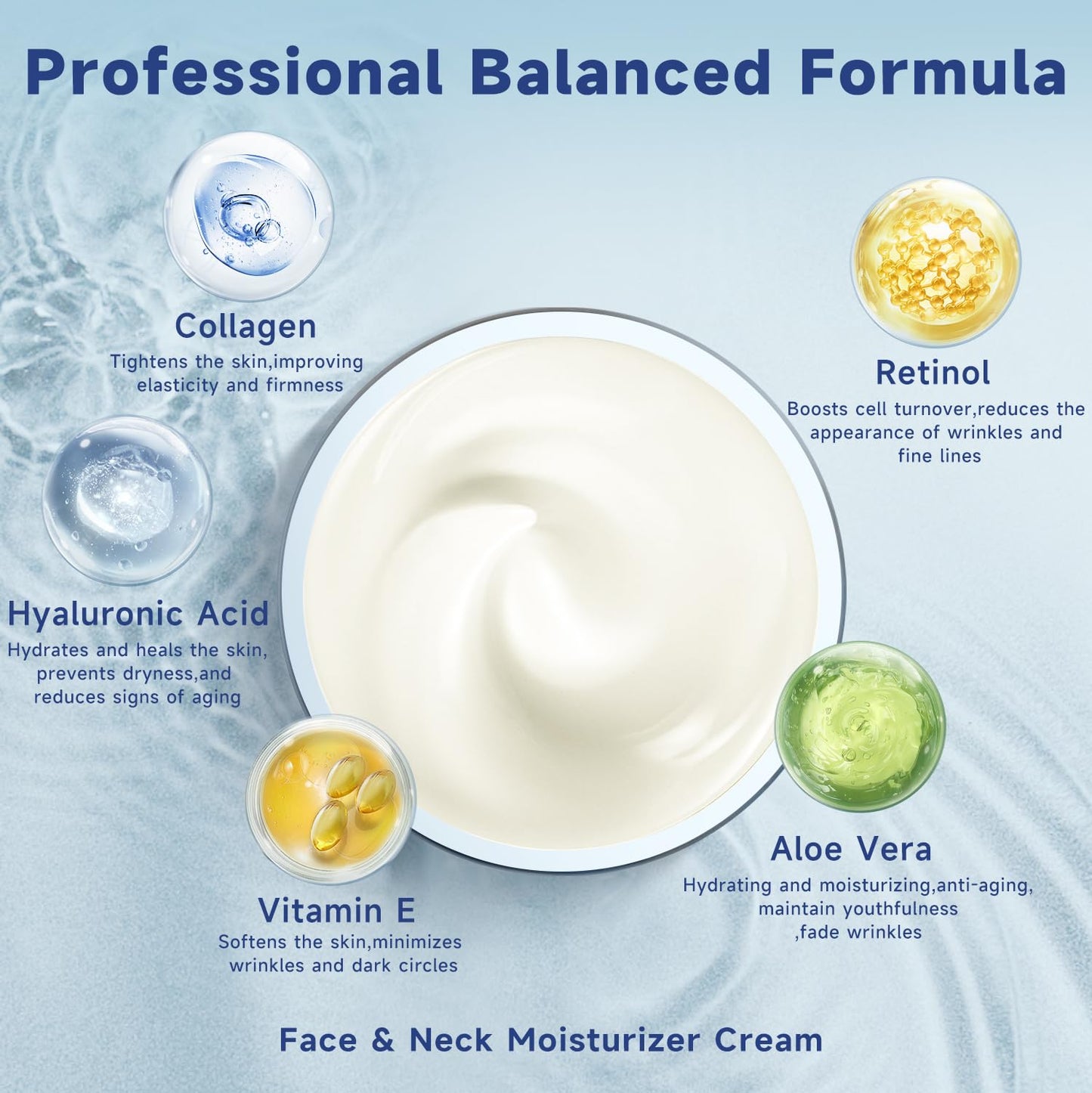 Face Moisturizer Retinol Cream - Neck Collagen Creams for Tightening and Firming - Anti Aging Day & Night Facial Moisturizer for Women & Men, Tighten and Lift Wrinkle Cream - 2-Pack