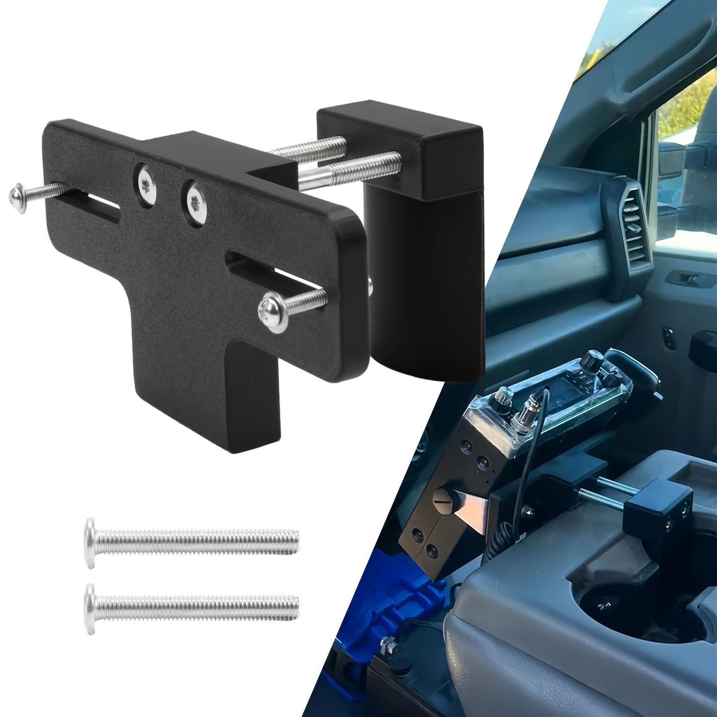 Upgrade Cup Holder RadioMount - Clamping Mount, Drinks Cup Holder Mount CB Radio Mounting Brackets Fit for Ham CB Pro Satellite Radio & All Universal 2 Hole fit AMPS Pattern mounting Device