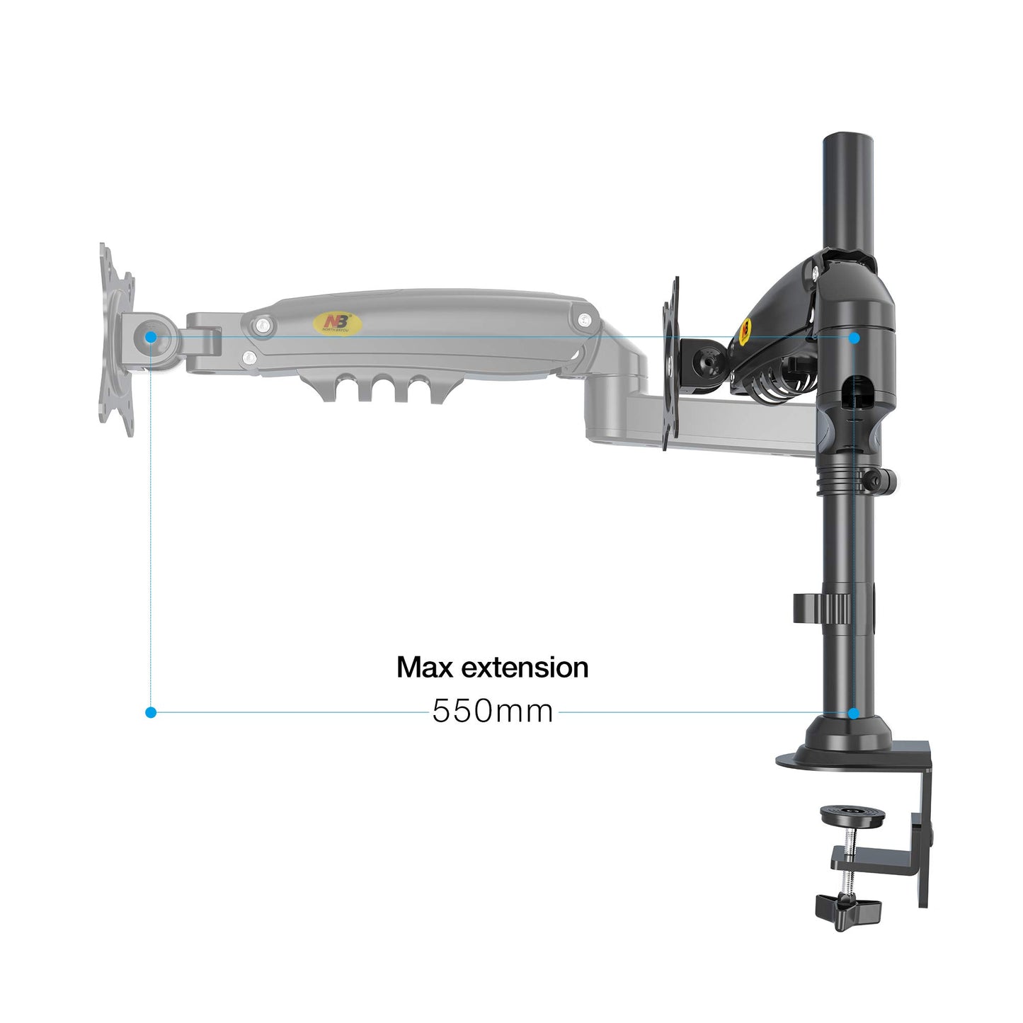 NB North Bayou Monitor Arm Monitor Stand Monitor Desk Mount Height Adjustable VESA Bracket for 22 to 35 Inch Computer Screen - Holds up to 26.4lbs with C Clamp Bolt-Through Grommet Base