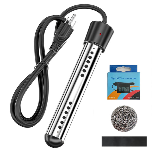 2000W Immersion Water Heater, Portable Electric Heaters with Digital LCD Thermometer, Submersible Heater for Kiddie Inflatable Above Ground Swimming Pool, Bucket Heaters with 304 Stainless Steel