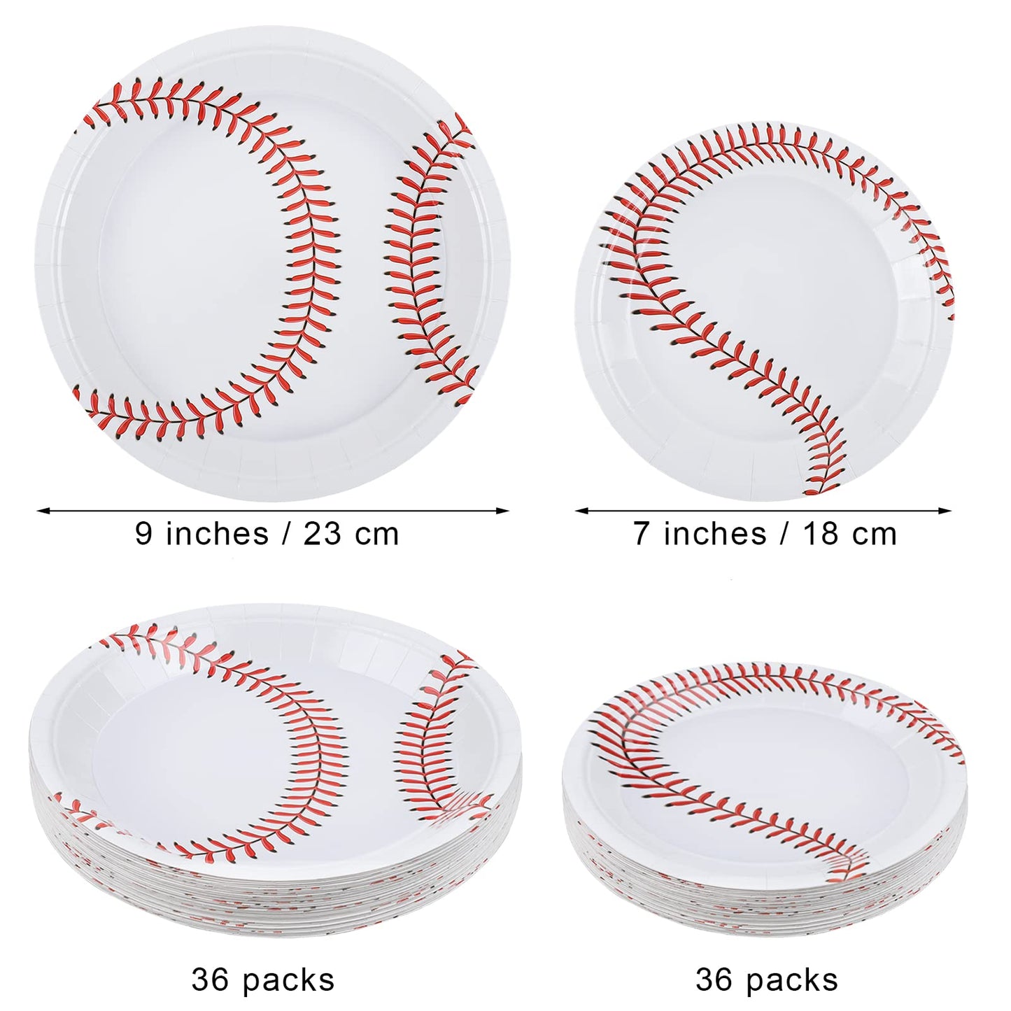 durony 60 Pack Baseball Plates 9 Inch and 7 Inch Round Baseball Themed Paper Plates Baseball Dinner Plates for Game Day, Baseball Birthday Party Supplies