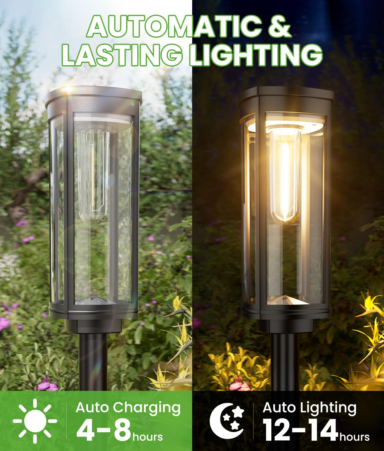 BITPOTT Solar Pathway Lights Waterproof, Solar Garden Decorative Landscape Lights for Walkway Driveway Lawn Patio Side Walk Yard Decor (Warm White, 4 Pack)