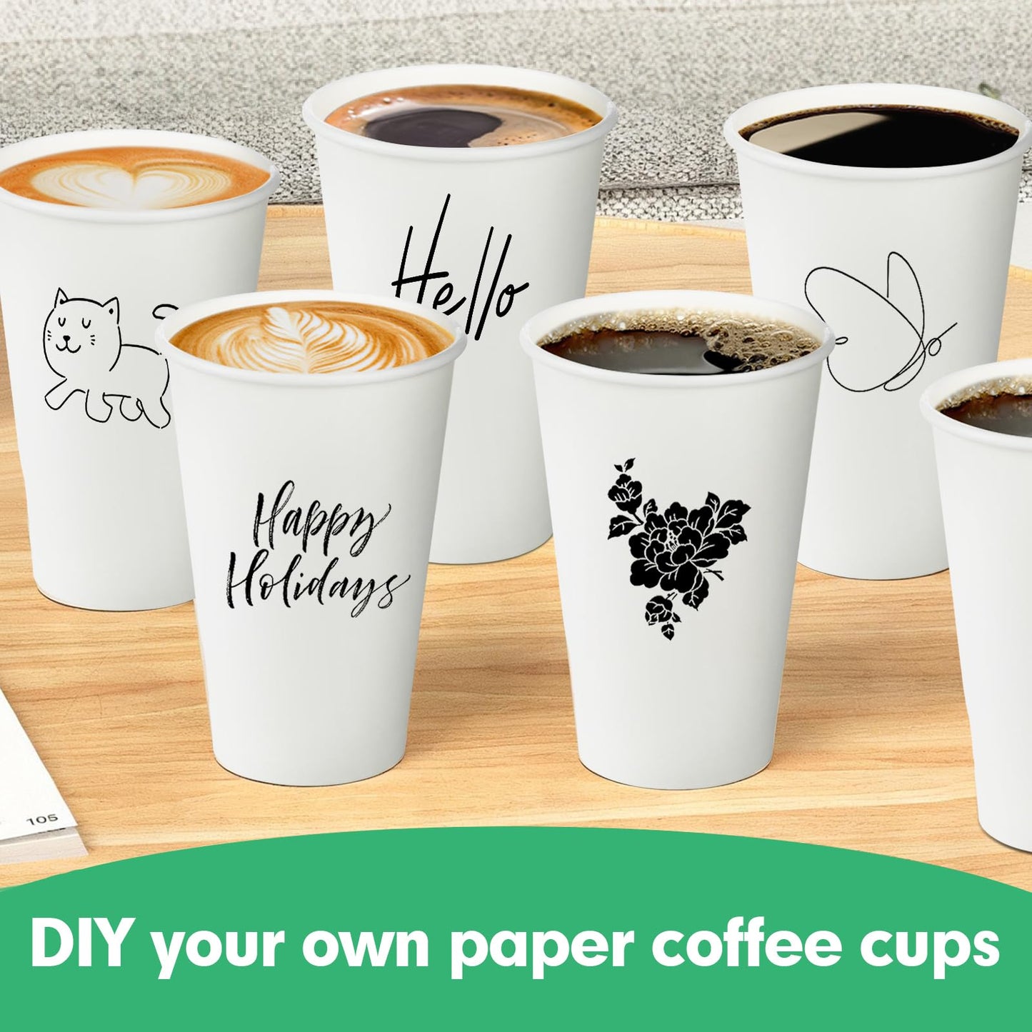 RAZCC 16 oz Paper Cups, 300 Pack 16oz Disposable Coffee Cups, Coffee Cups 16 oz for Cold and Hot Drinks, White Paper Drinking Cups for Parties, Picnic, Cafes, Bistros and Events
