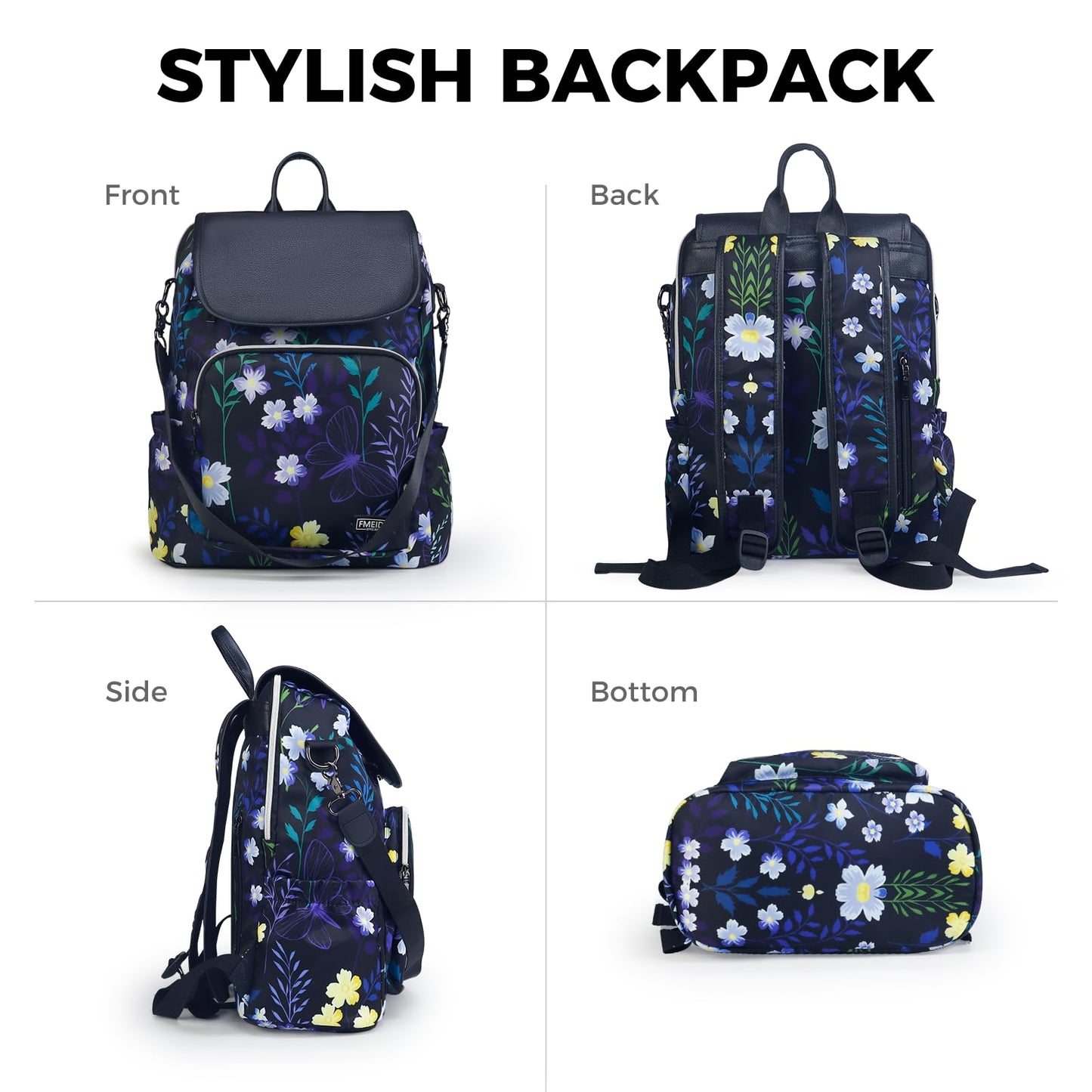 Fmeida Backpack for Women 14" Travel Laptop Backpack with Extra Small Wristlet Wallet Sac a Dos Femme Casual Daypack School