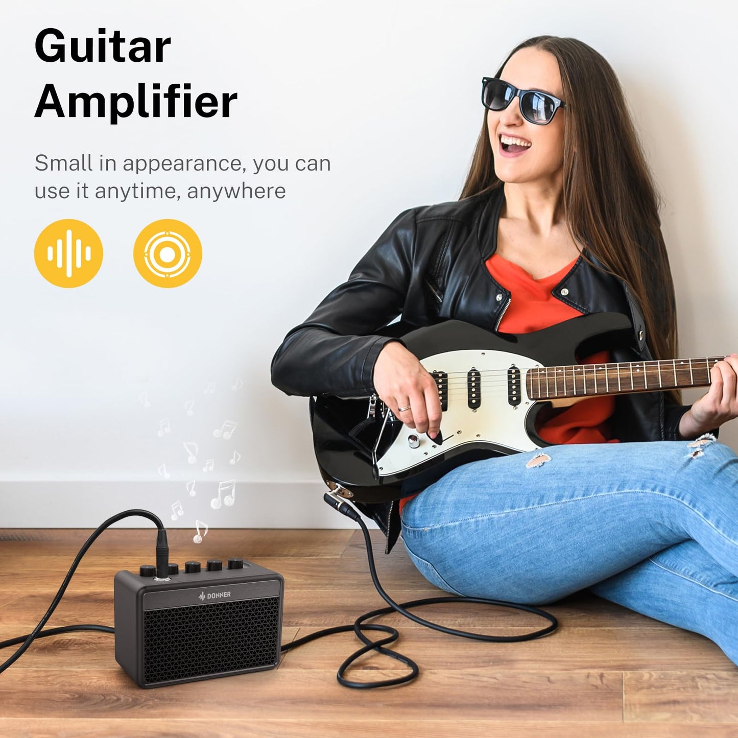 Donner 5W Electric Guitar Amp Mini Guitar Amplifier For Desktop Practice with a retro British tone DA-10