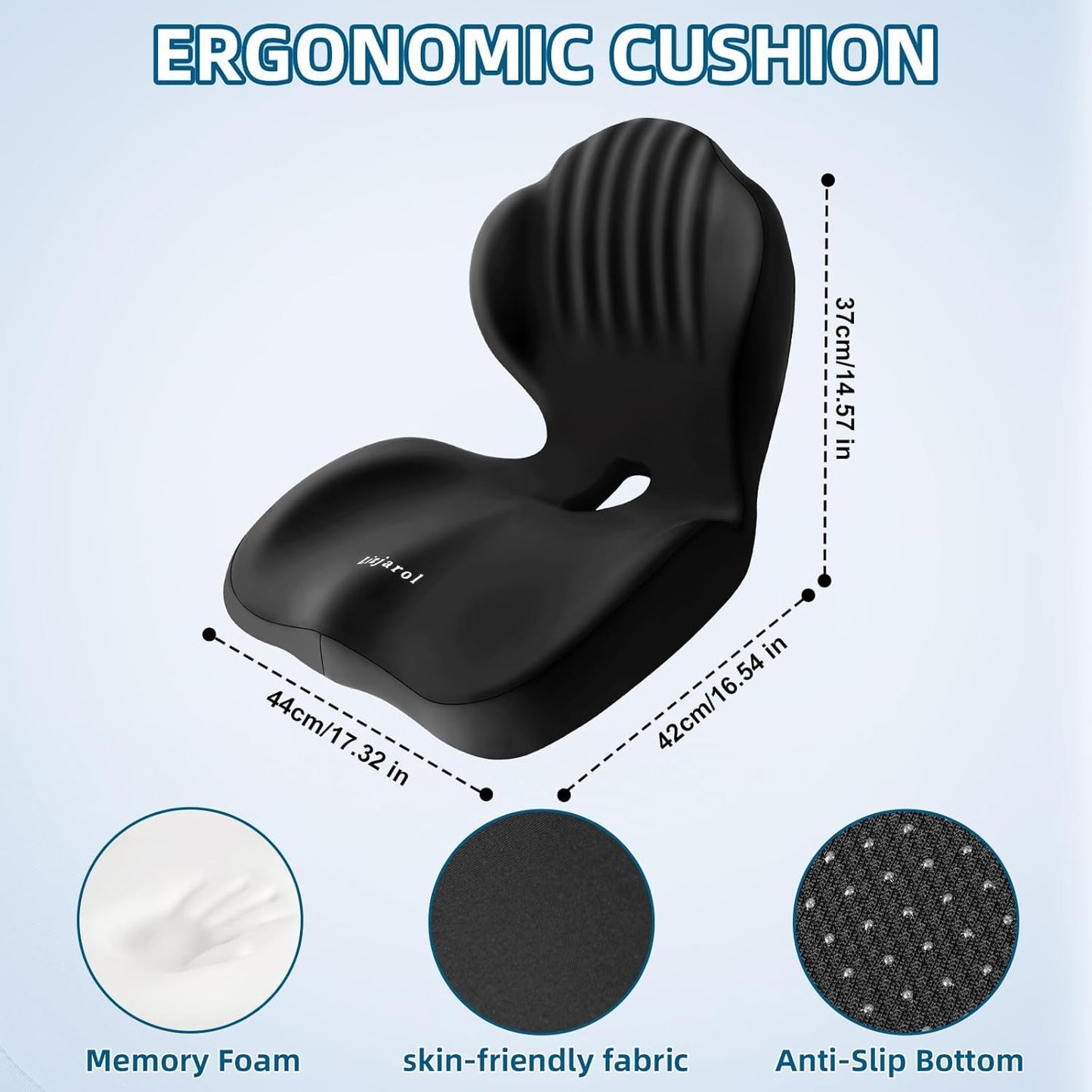 Memory Foam Cushion for Office Chair - Ergonomic L-Shaped Car Seat Cushion and Lumbar Support for Back Pain Relief Sciatica & Hip & Coccyx Pain Relief for Long Sitting Office Workers, Car Drivers
