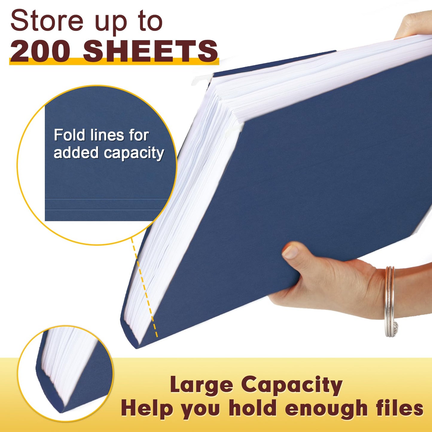 HERKKA Hanging File Folders, 60 Pack Reinforced Letter Size Hanging Folders, Designed for Bulky Files, Filing Cabinet, 1/5-Cut Adjustable Tabs (Blue)