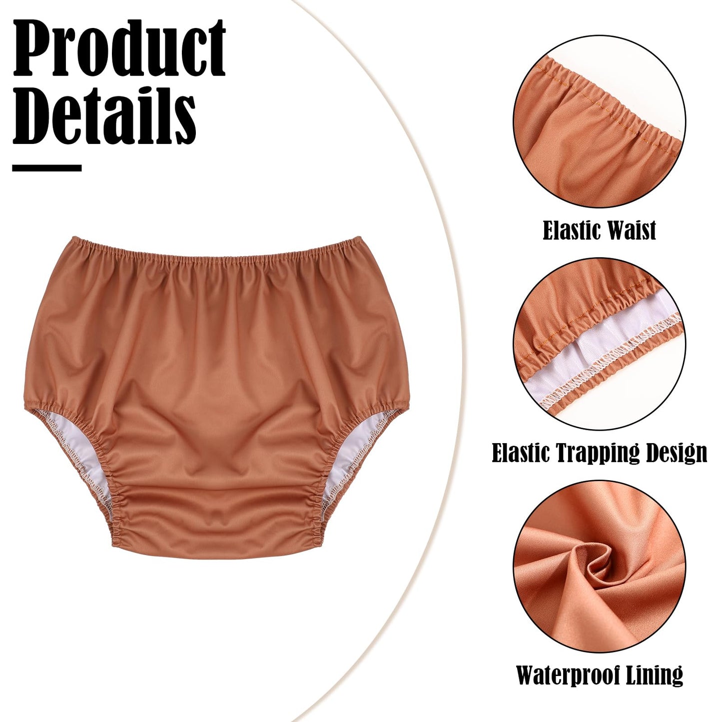 Breathffy 6 Pcs Adult Leakproof Incontinence Underwear for Women Men Pull on Cover Pant Washable Underpants Reusable Plastic Diaper Covers for Disabled, Elderly, Postpartum (Multicolored,Large)